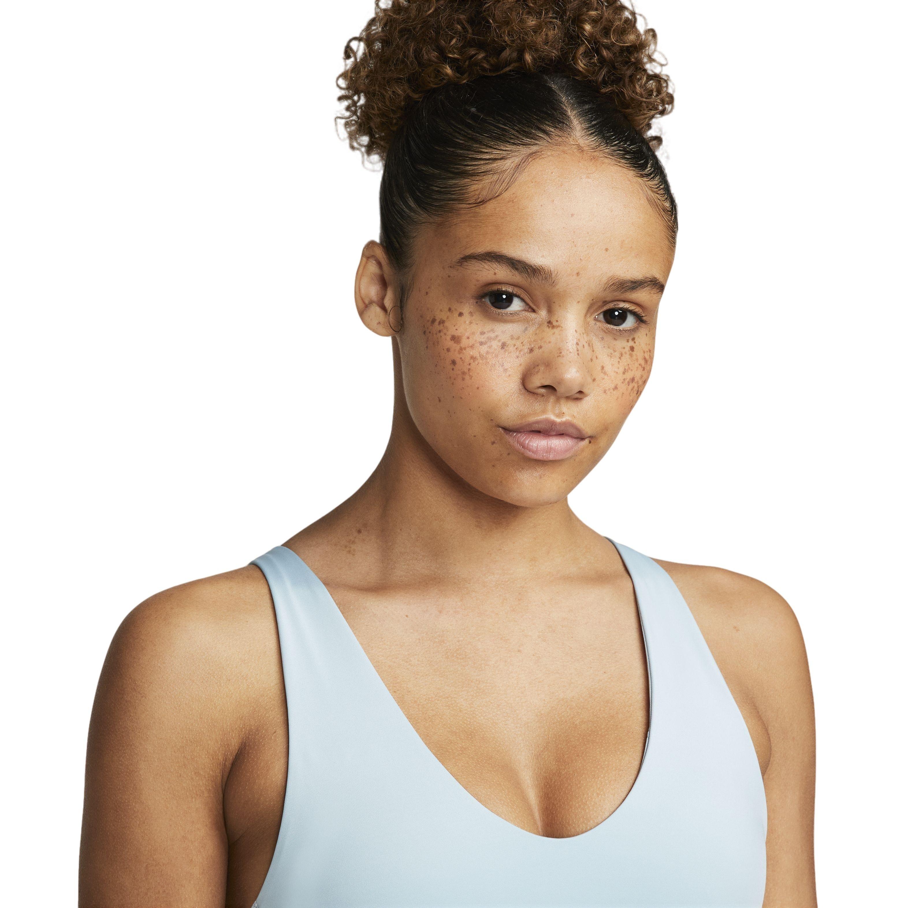 Nike Women's Dri-FIT Indy Padded Plunge Cutout Sports Bra - BLUE Thumbnail View 3