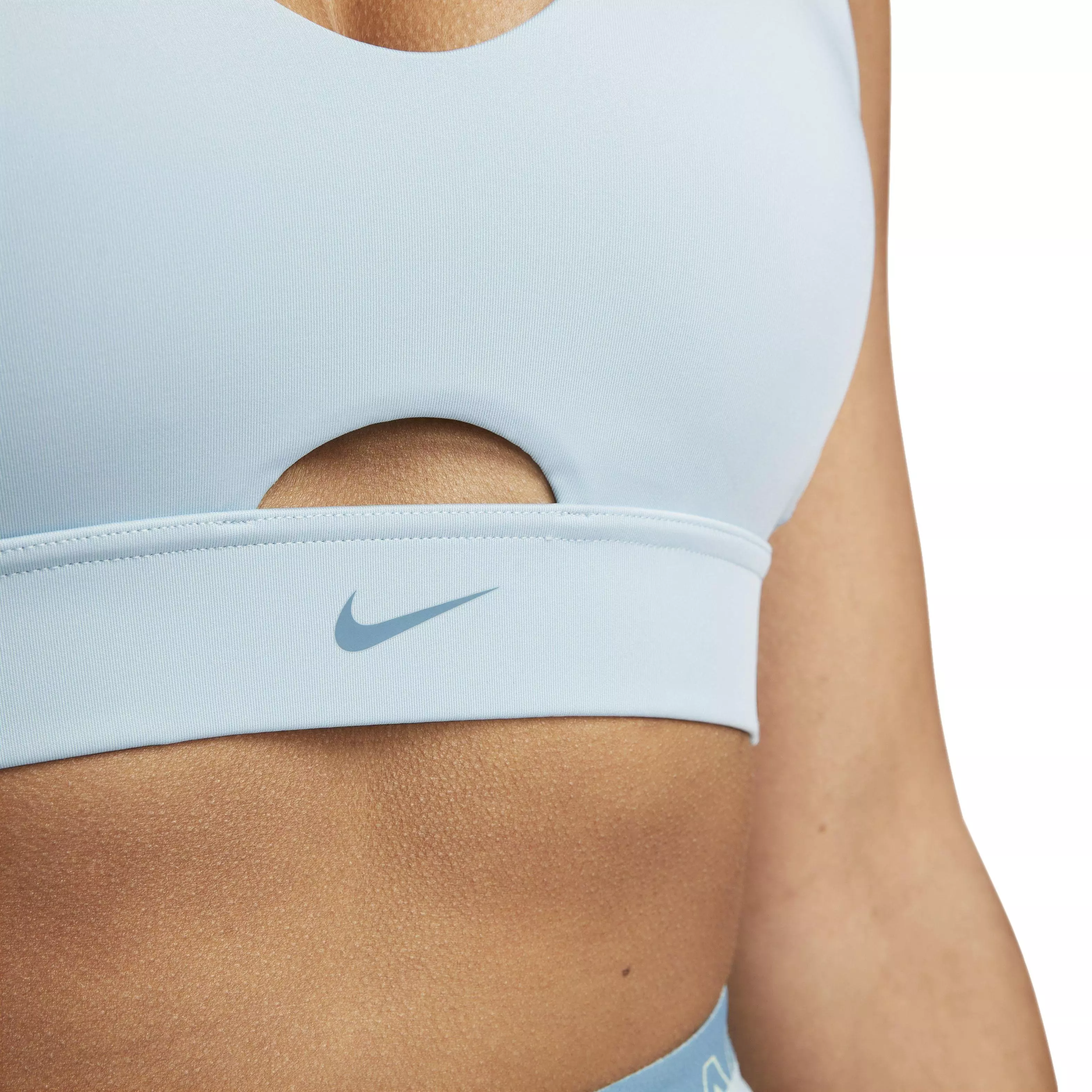 Nike Women's Dri-FIT Indy Padded Plunge Cutout Sports Bra - BLUE
