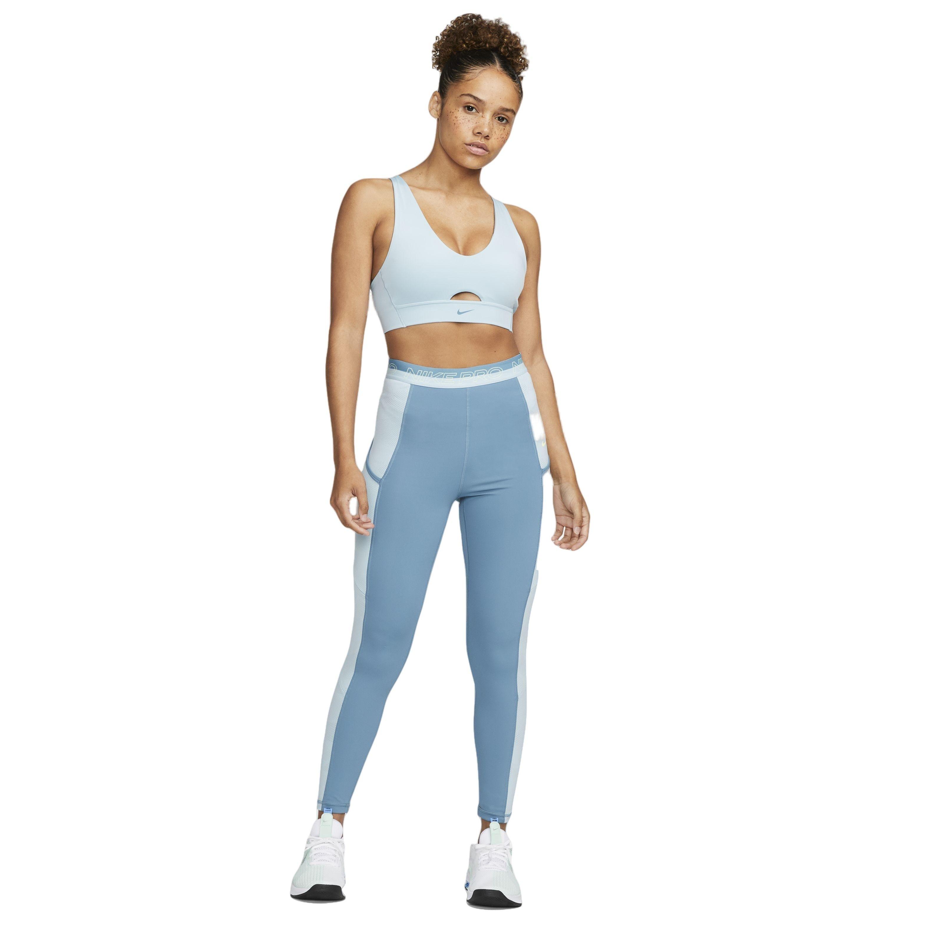 Nike Women's Dri-FIT Indy Padded Plunge Cutout Sports Bra - BLUE Thumbnail View 7