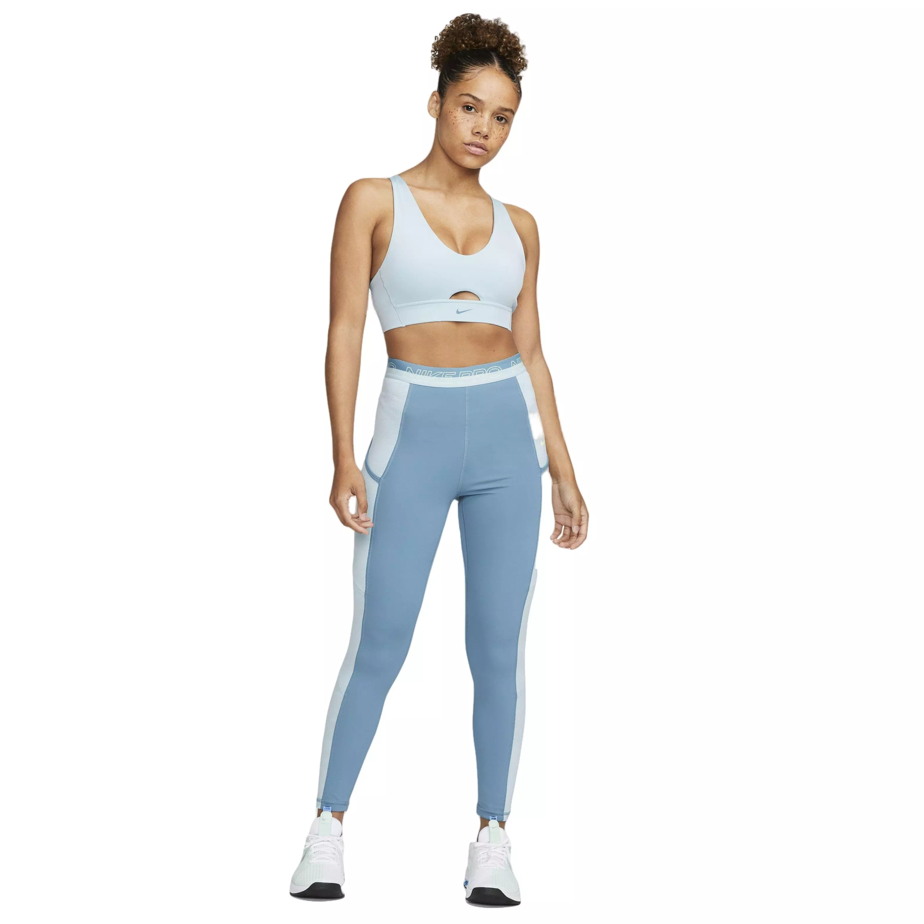Nike Women's Dri-FIT Indy Padded Plunge Cutout Sports Bra - BLUE