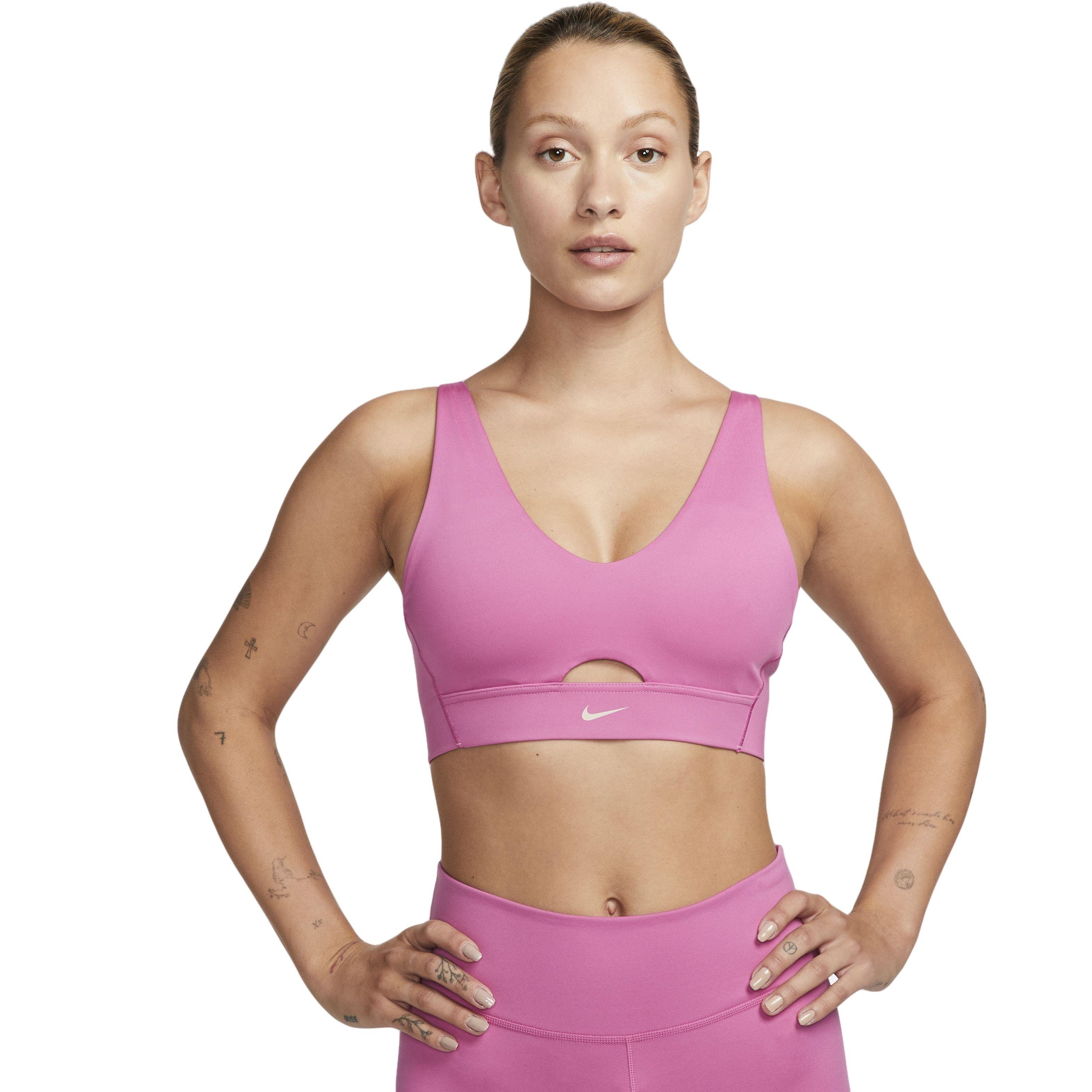 Nike Women's Dri-FIT Indy Padded Plunge Cutout Sports Bra - PINK Thumbnail View 1