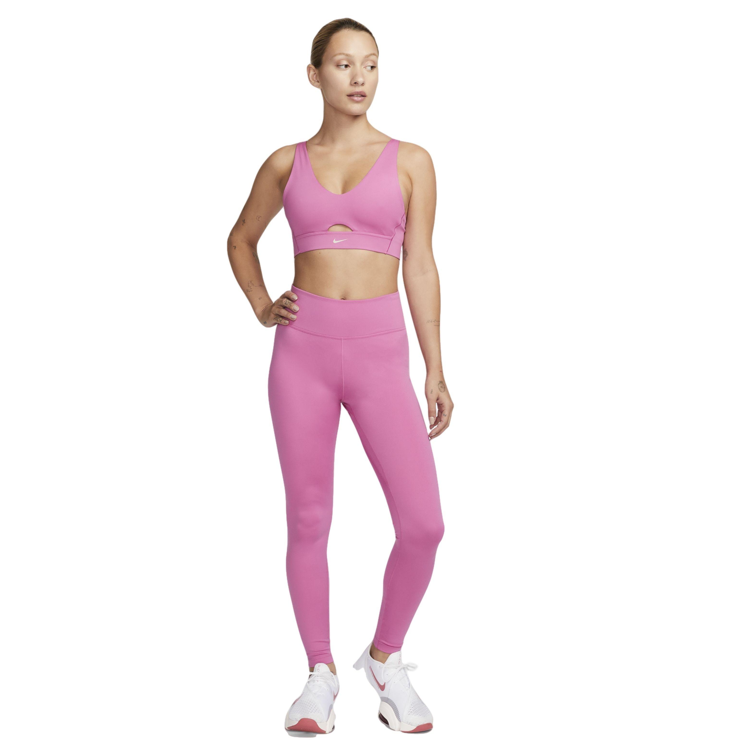 Nike Women's Dri-FIT Indy Padded Plunge Cutout Sports Bra - PINK Thumbnail View 6
