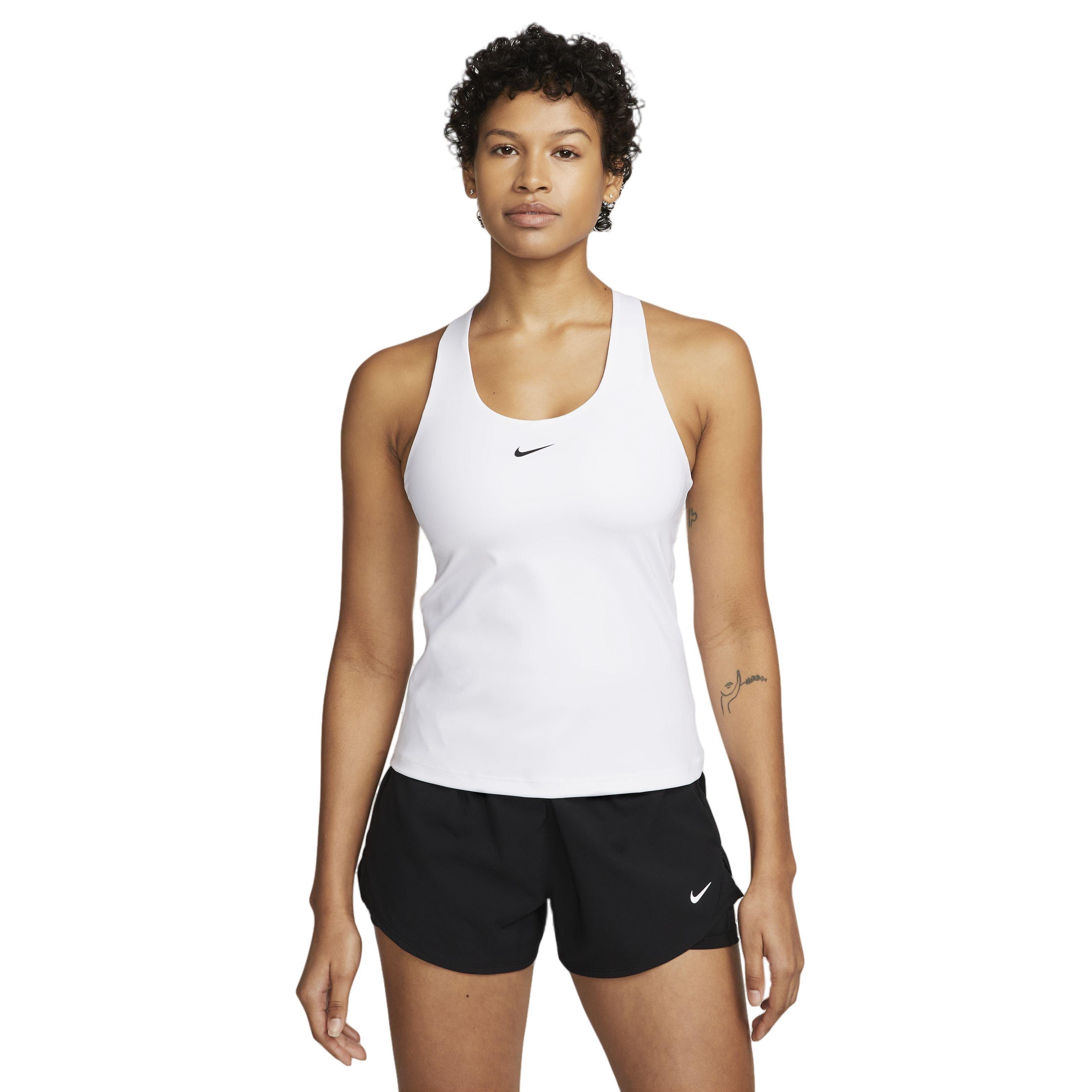Nike Women's Dri-FIT Swoosh Padded Sports Bra Tank-Black - WHITE Thumbnail View 1