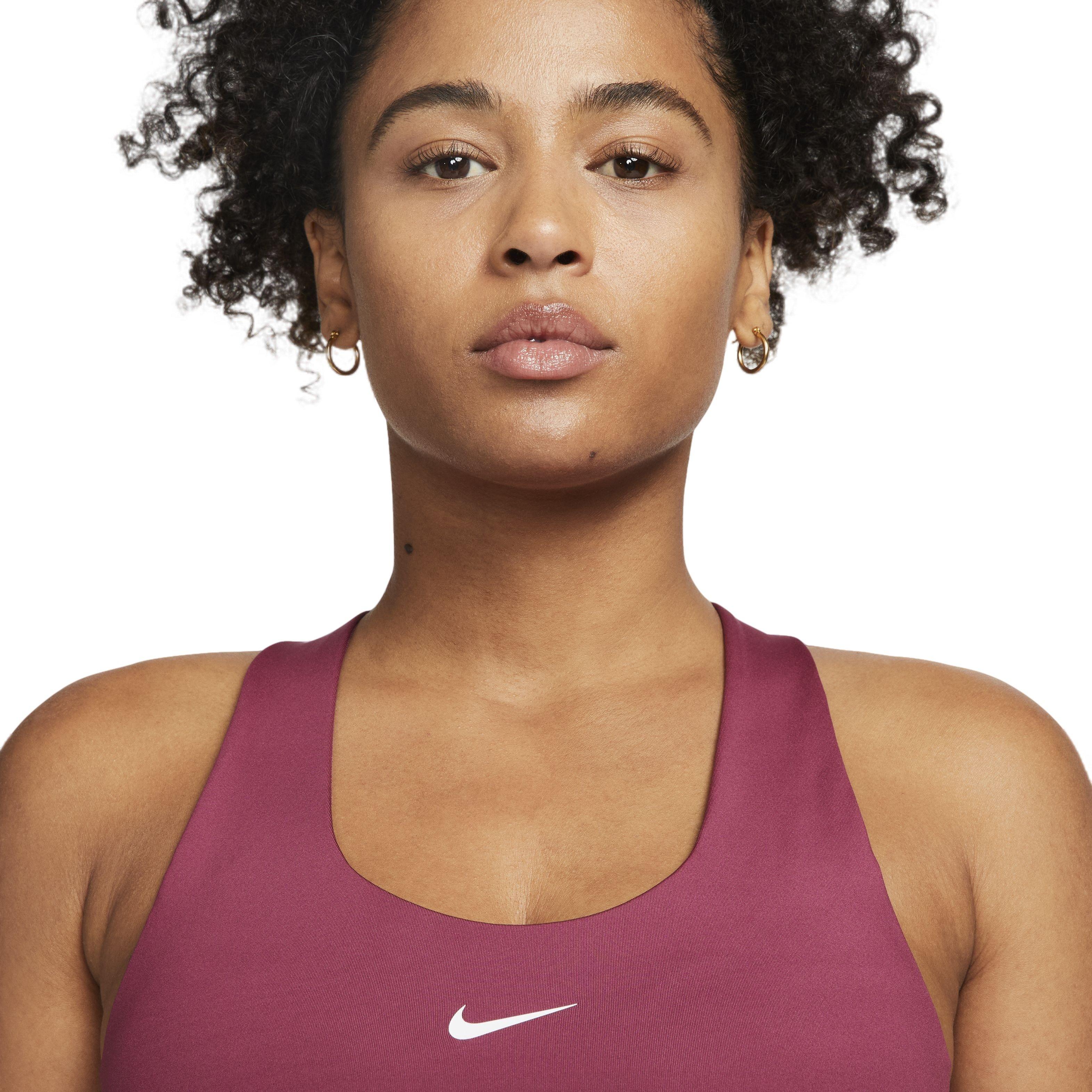 Nike Women's Dri-FIT Swoosh Padded Sports Bra Tank-Black - RED Thumbnail View 3