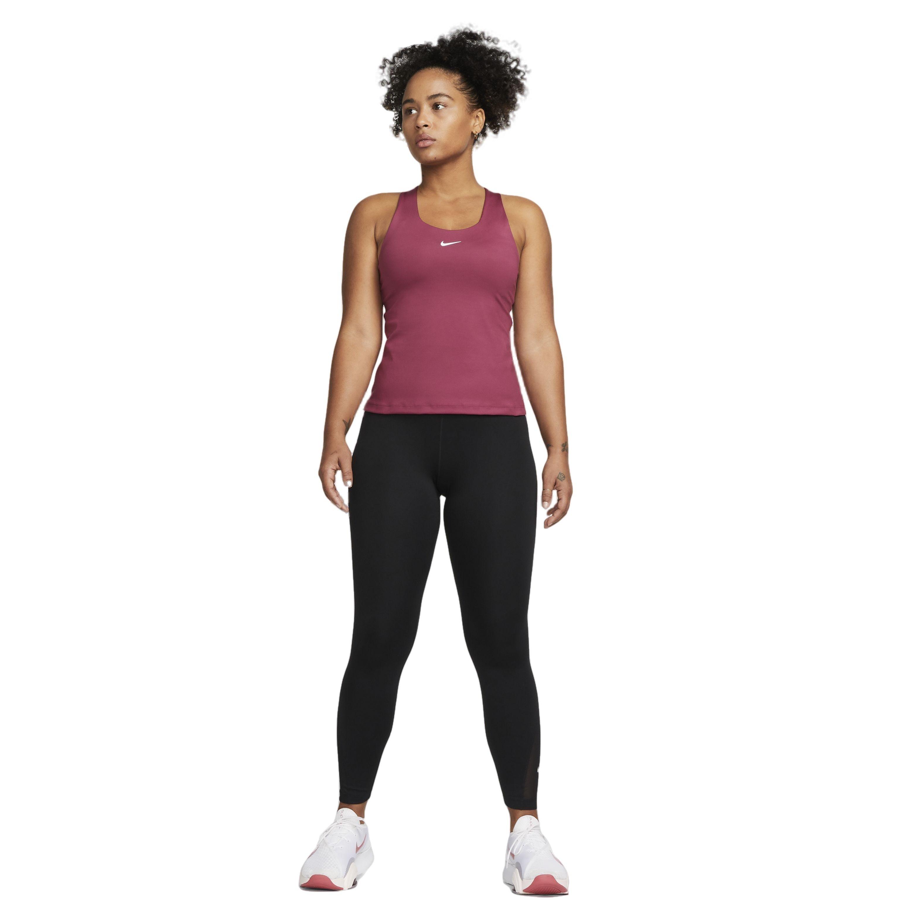 Nike Women's Dri-FIT Swoosh Padded Sports Bra Tank-Black - RED Thumbnail View 4