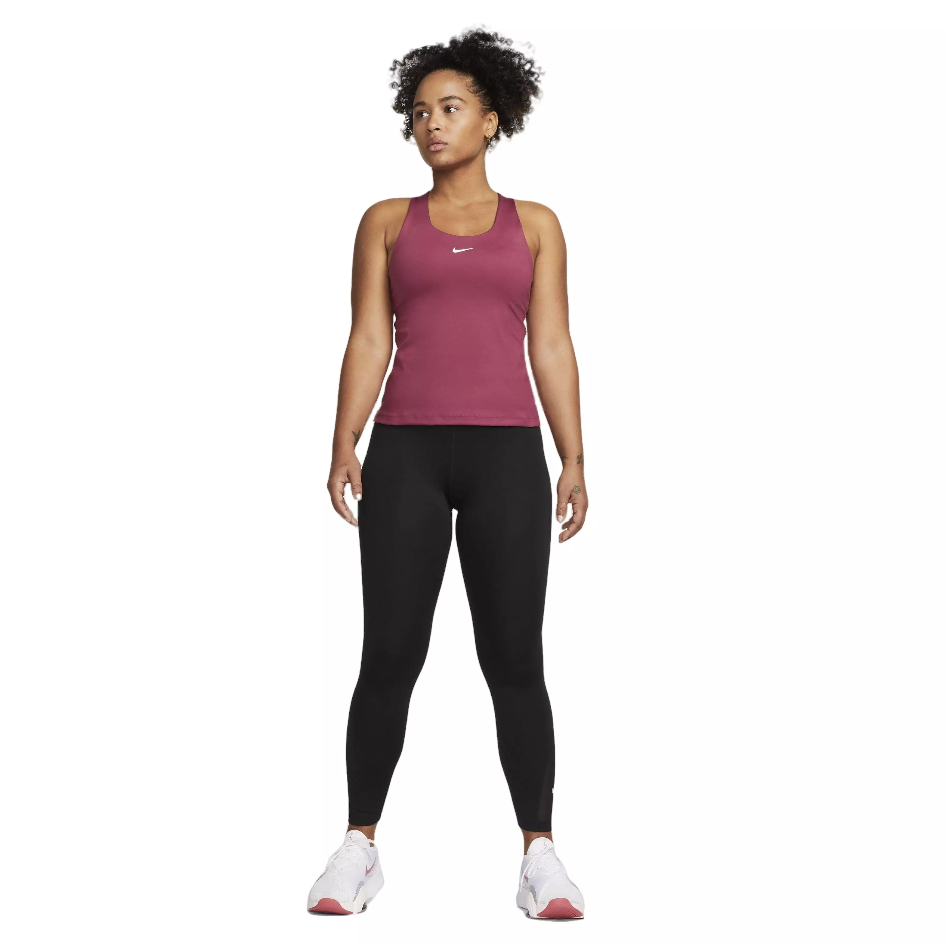 Nike Women's Dri-FIT Swoosh Padded Sports Bra Tank-Black - RED