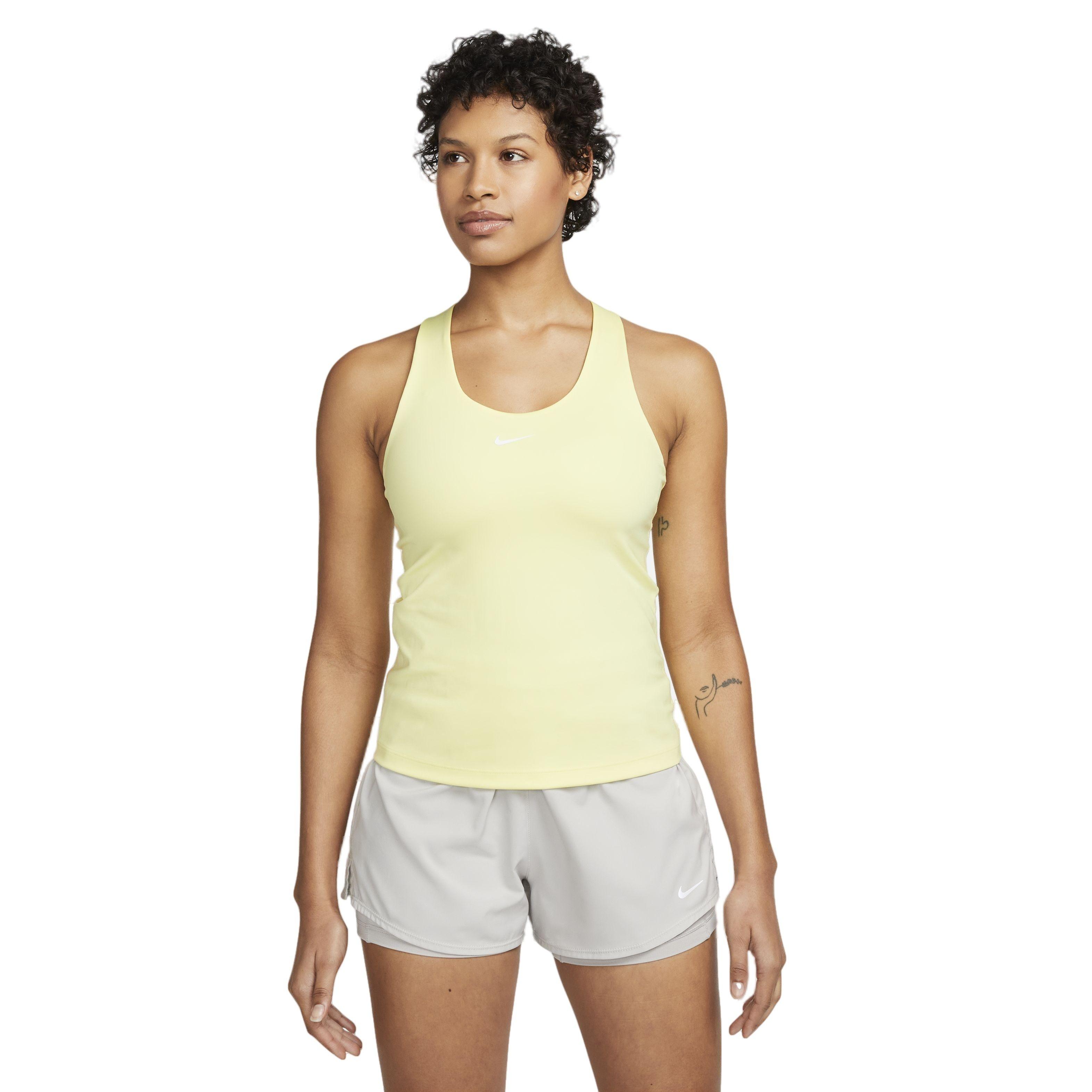 Nike Women's Dri-FIT Swoosh Padded Sports Bra Tank-Black - YELLOW Thumbnail View 1