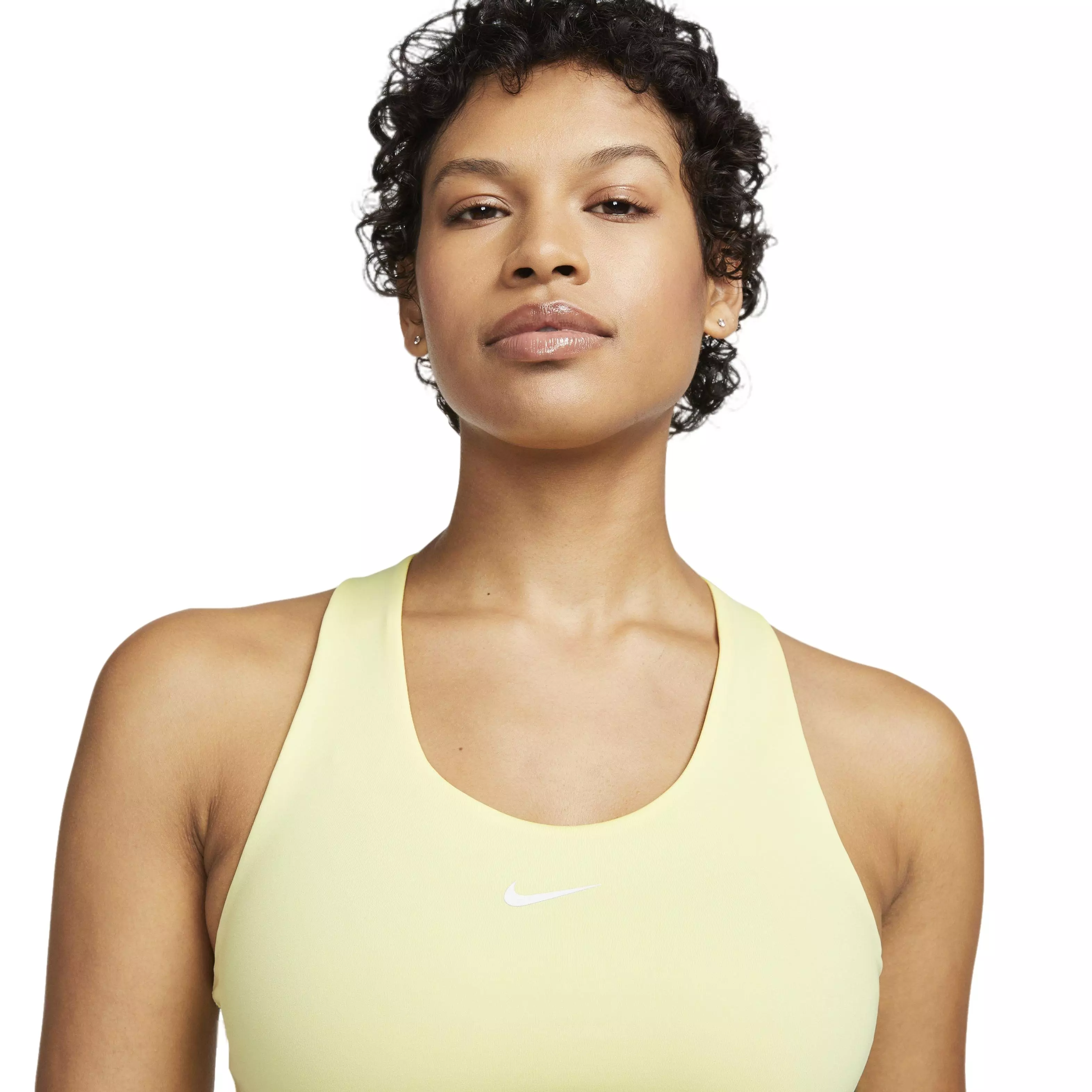 Nike Women's Dri-FIT Swoosh Padded Sports Bra Tank-Black - YELLOW
