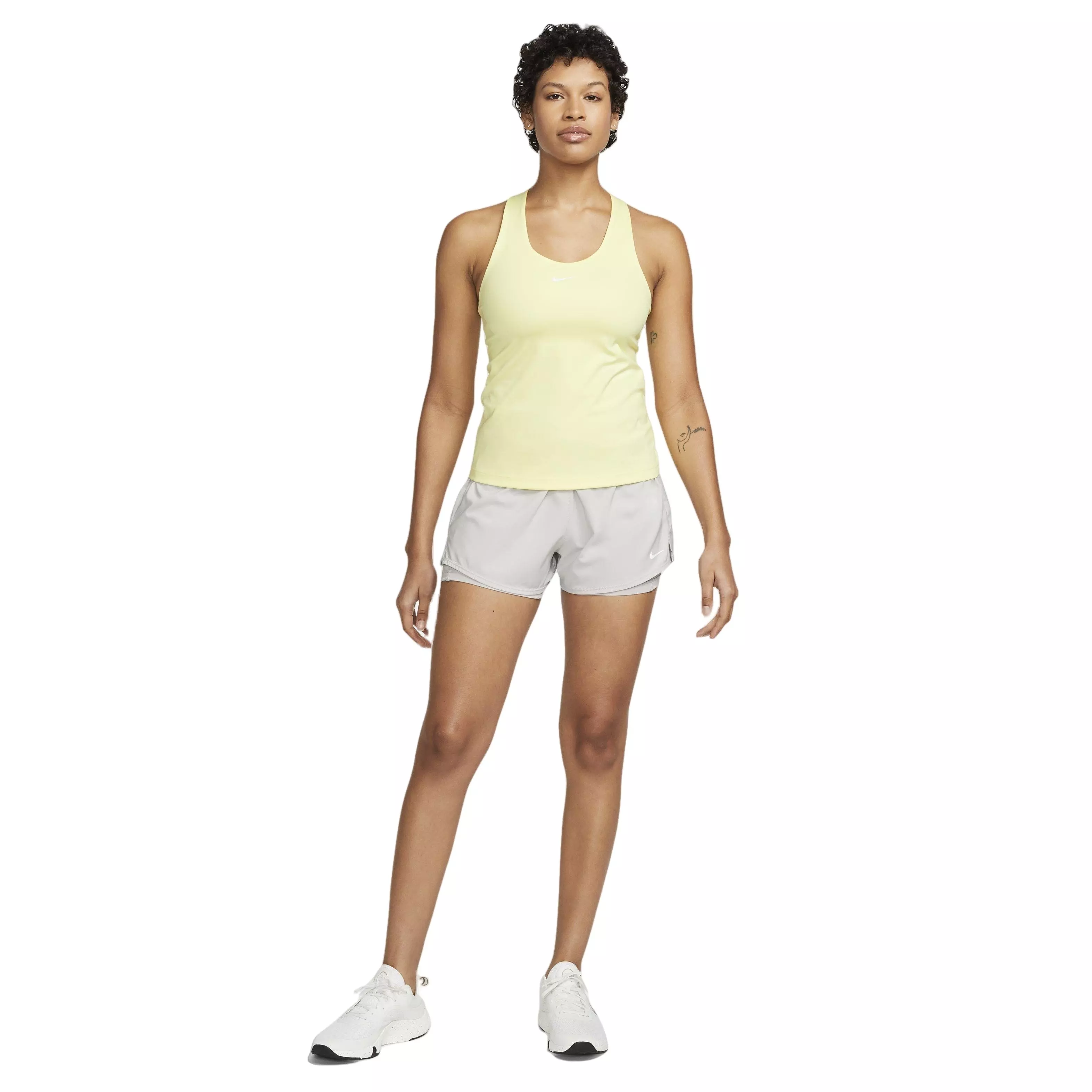 Nike Women's Dri-FIT Swoosh Padded Sports Bra Tank-Black - YELLOW