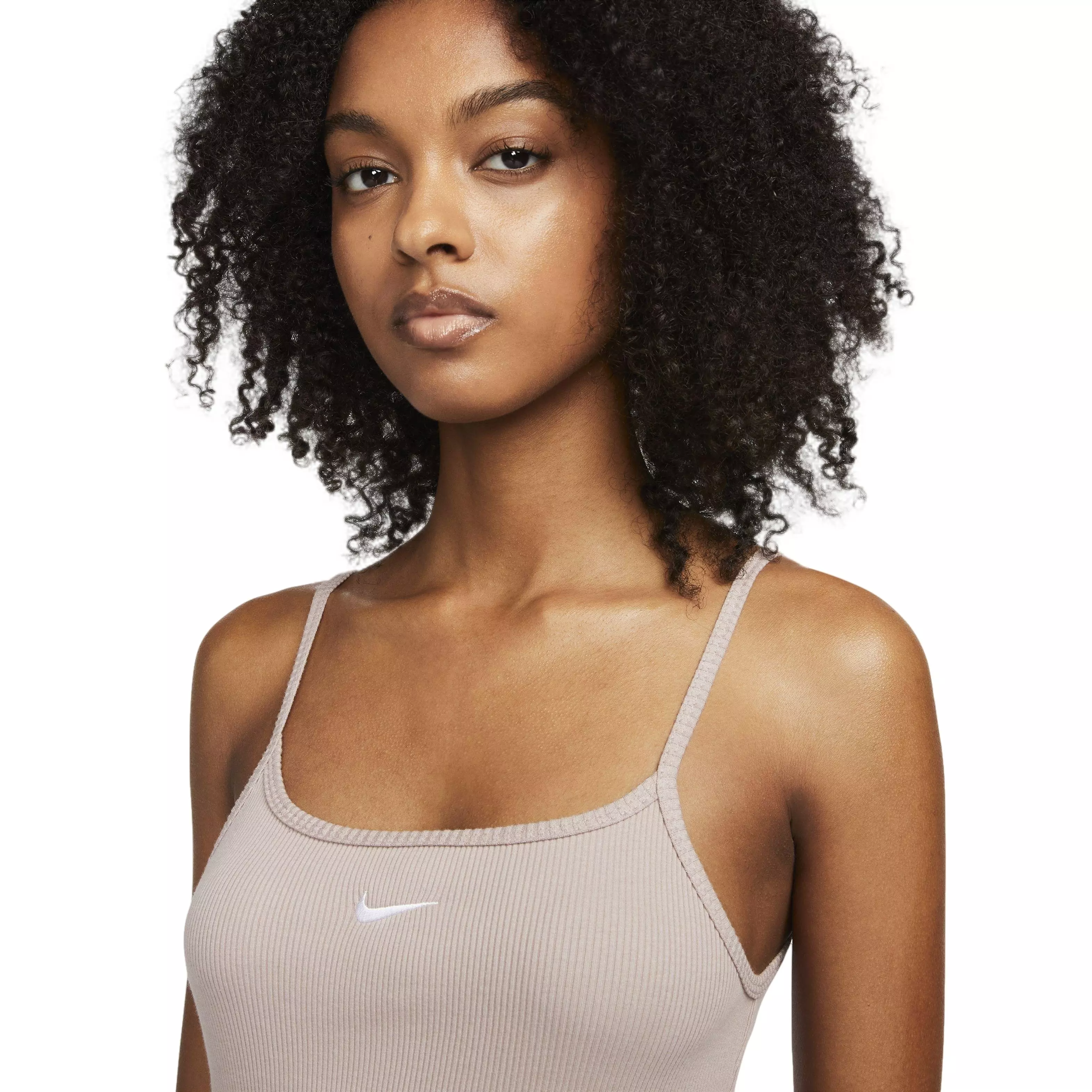 Nike Women's Sportswear Essentials Ribbed Bodycon Dress-Brown - BROWN