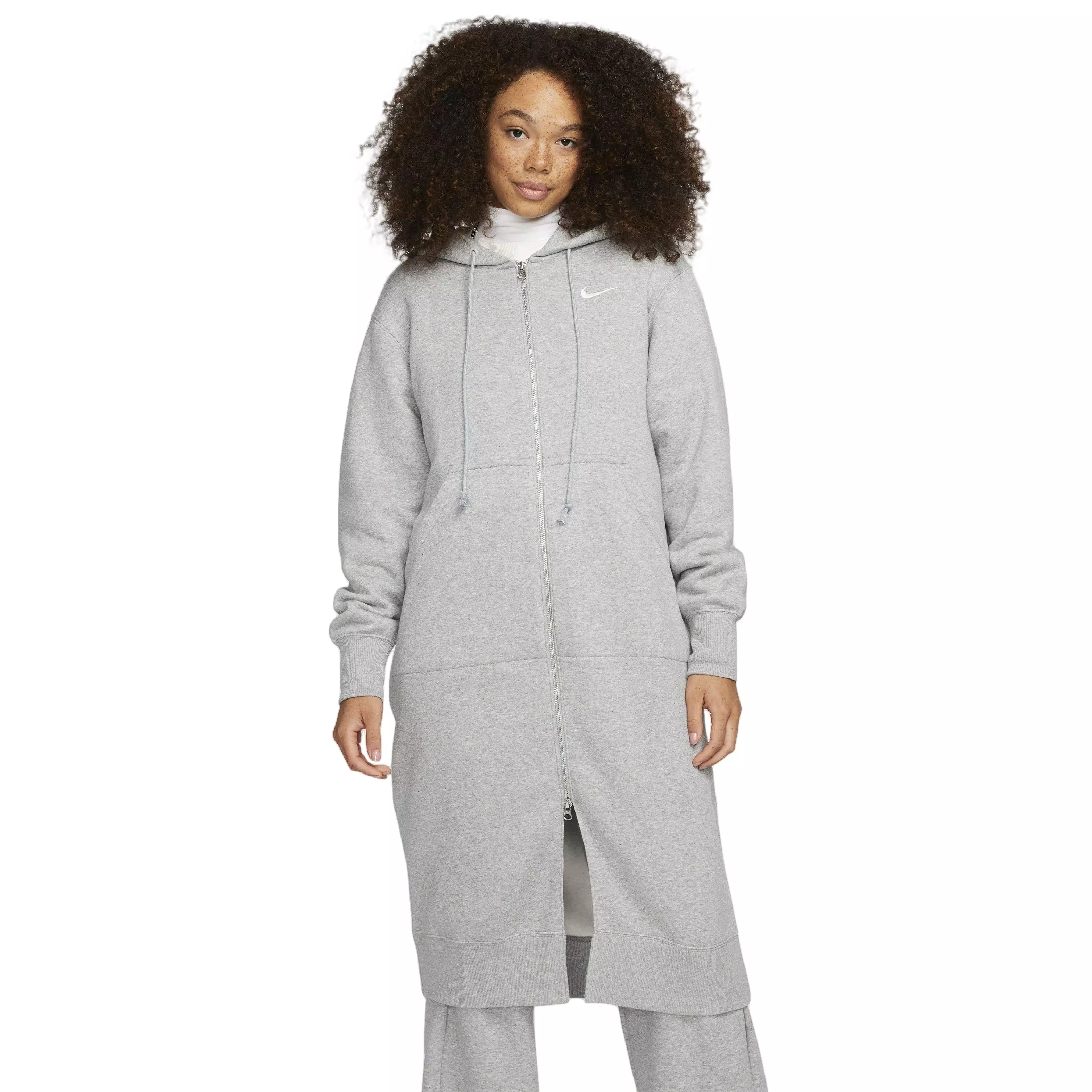 Nike Women's Sportswear Phoenix Fleece Long Oversized Full-Zip Hoodie-Grey - GREY