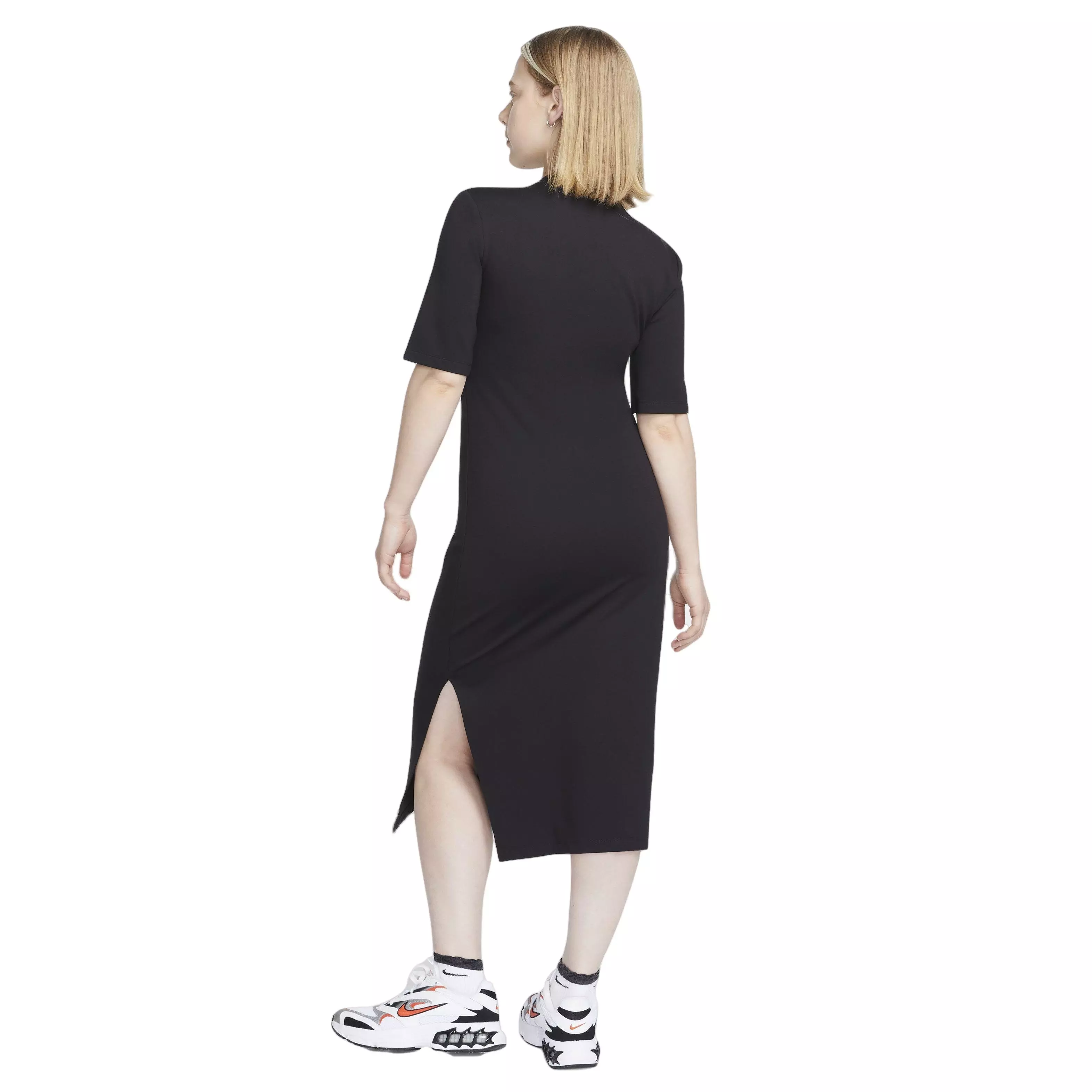Nike Women's Sportswear Essentials Midi Dress-Black - BLACK