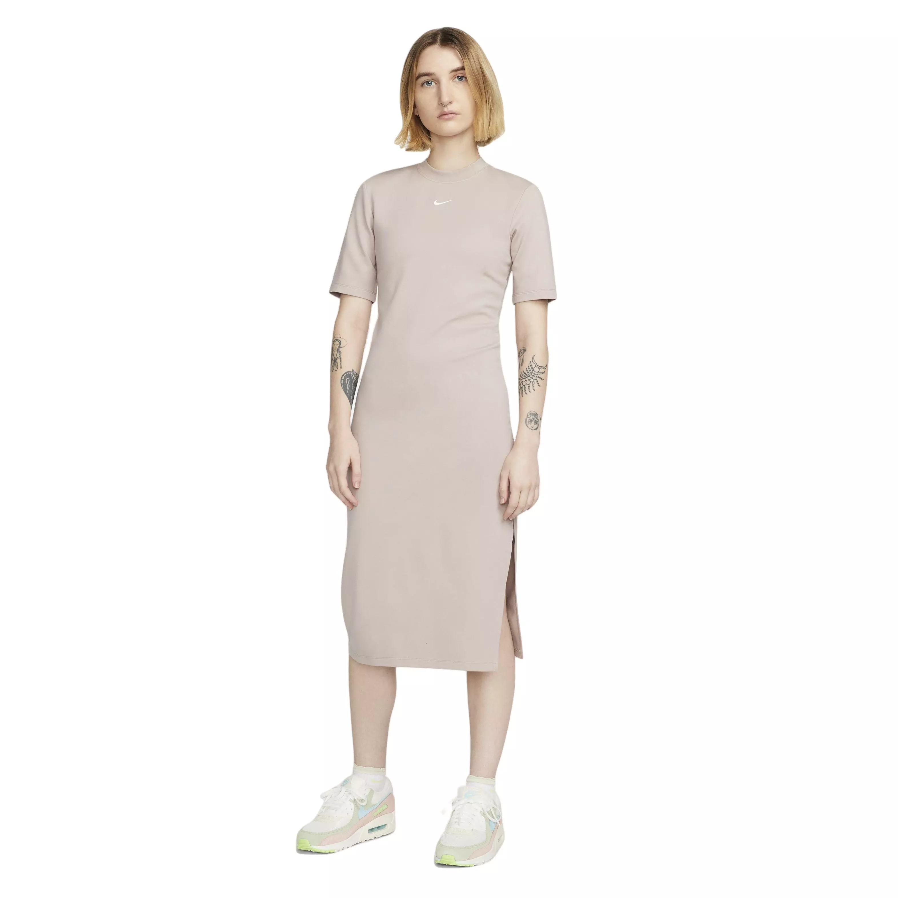Nike Women's Sportswear Essentials Midi Dress-Black - BROWN