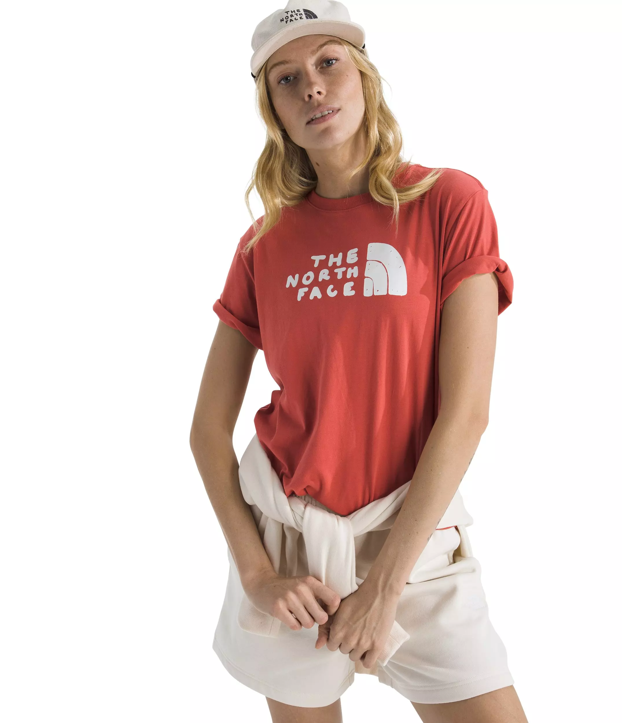 The North Face Women’s Evolution Sketch Logo Half Dome Short-Sleeve Graphic Tee -Orange - ORANGE