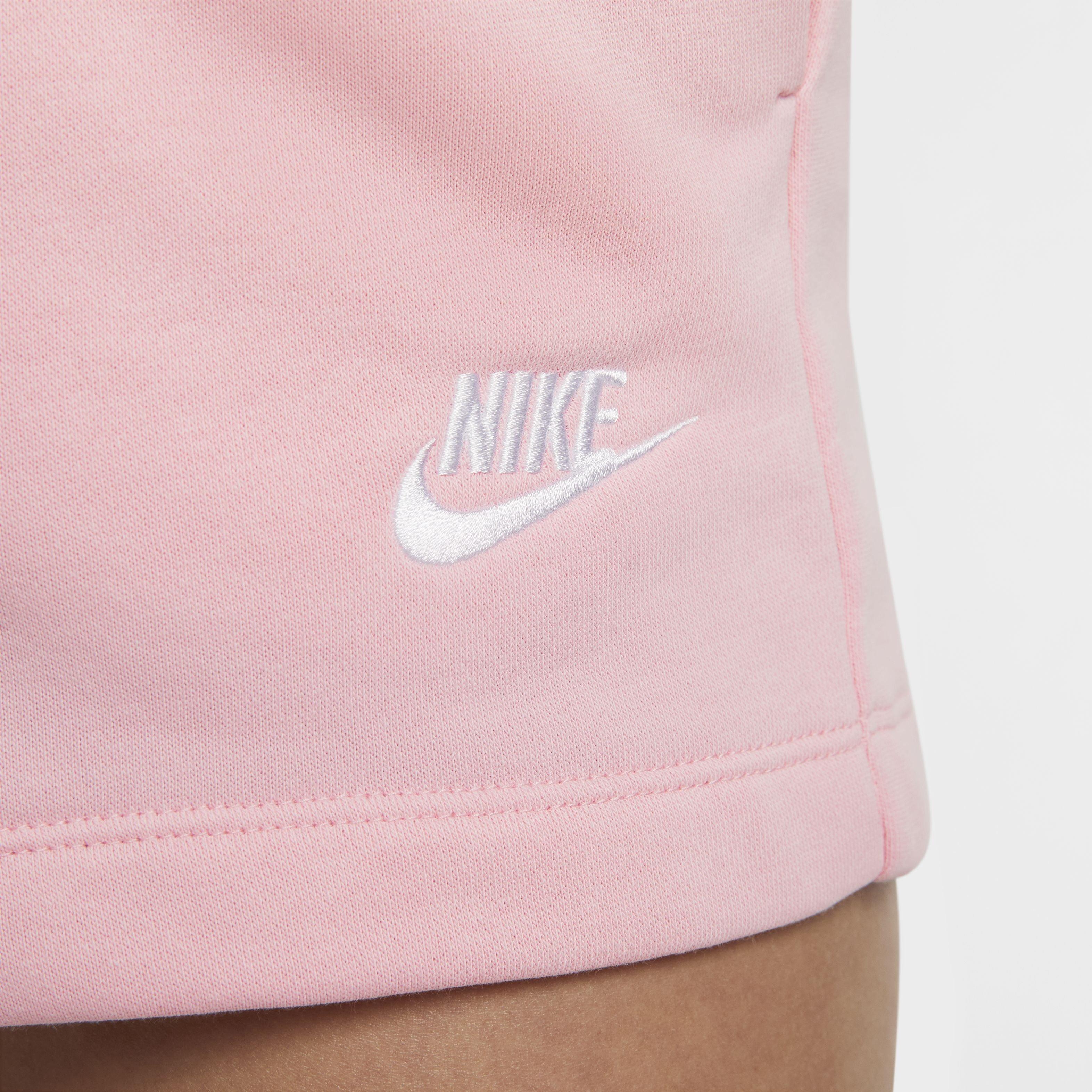 Nike Women's Sportswear Essentials Mid-Rise Club Fleece Short - PINK Thumbnail View 4