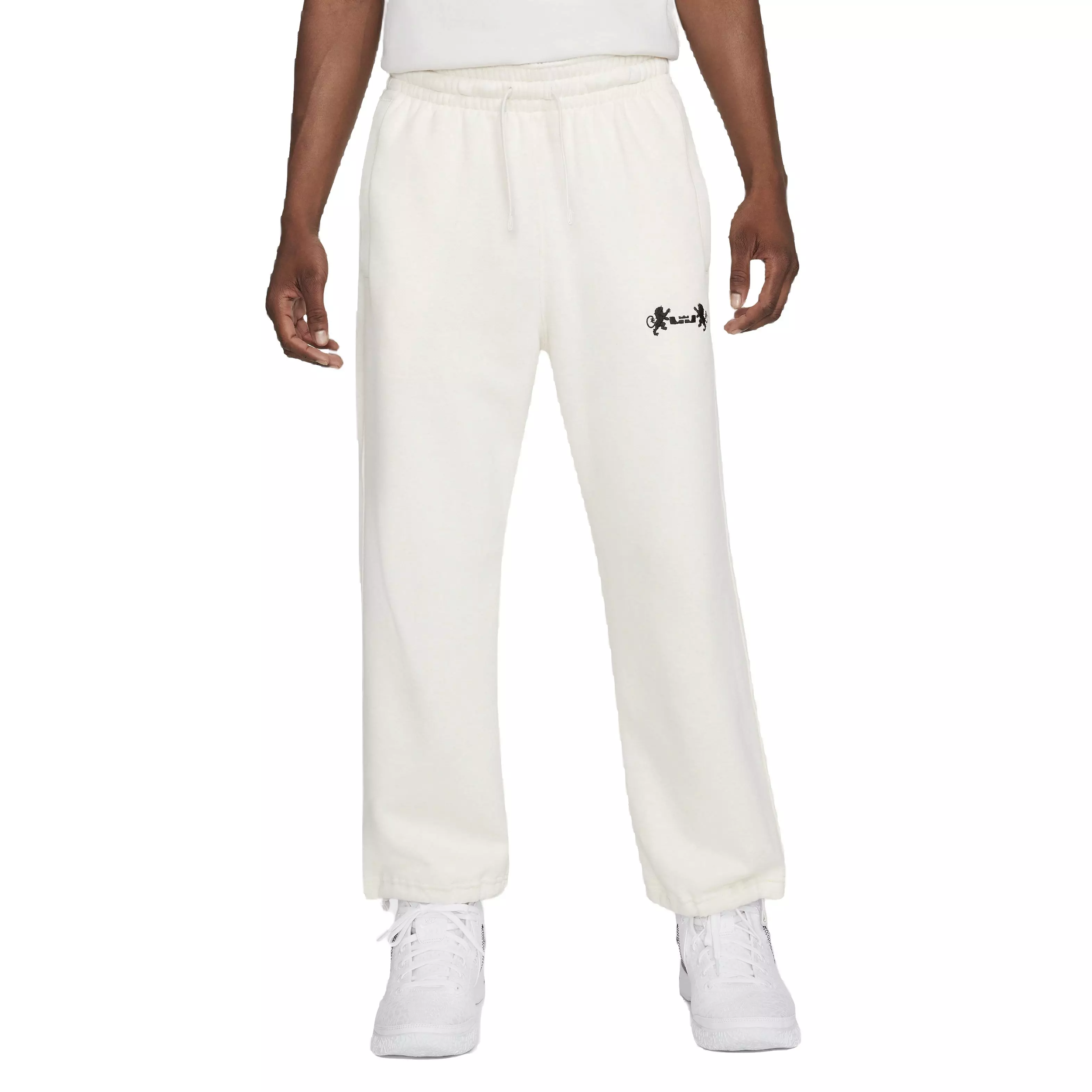 Nike Men's LeBron Open Hem Fleece Pants - White - WHITE