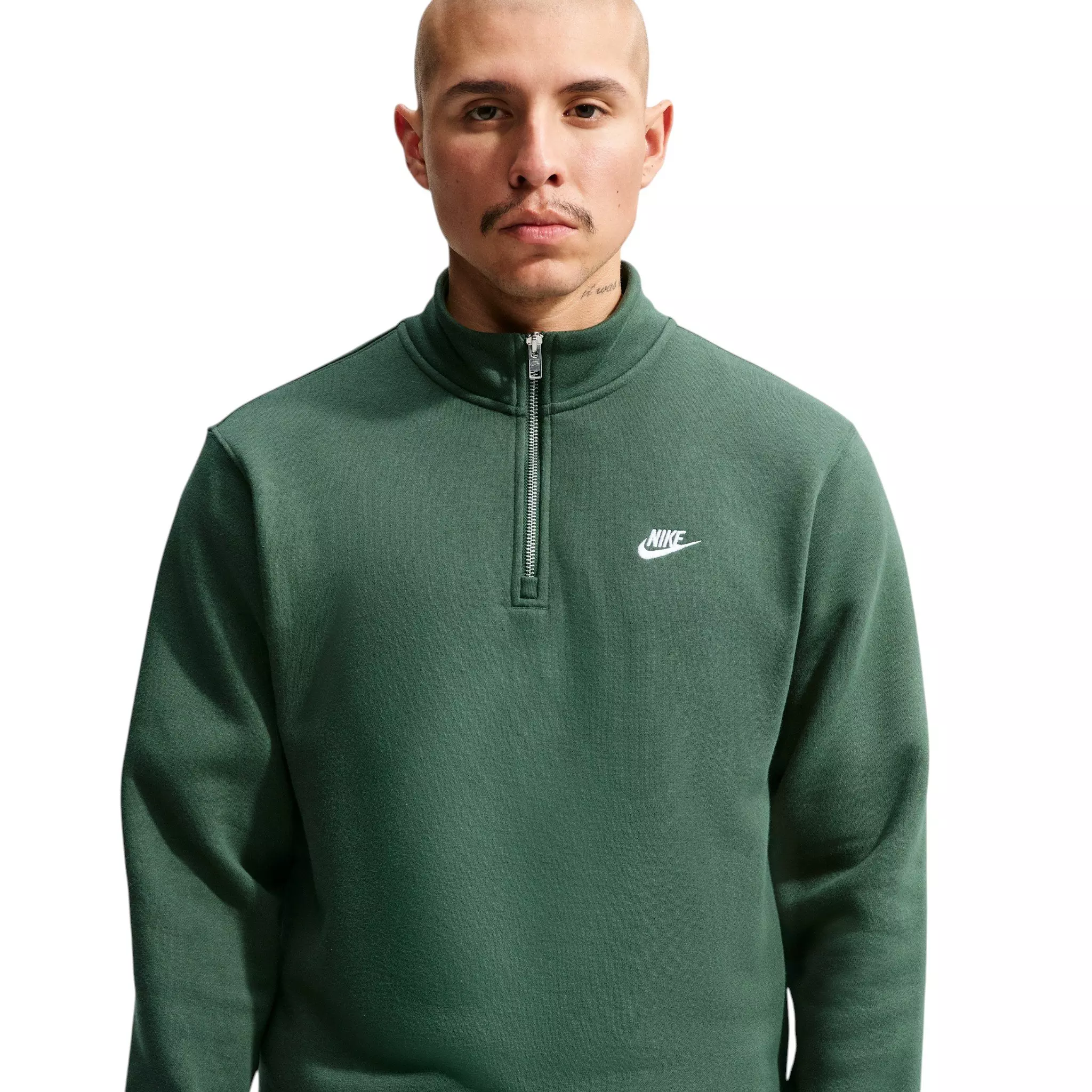 Nike Men's Sportswear Club 1/2-Zip Fleece Top - Green - GREEN
