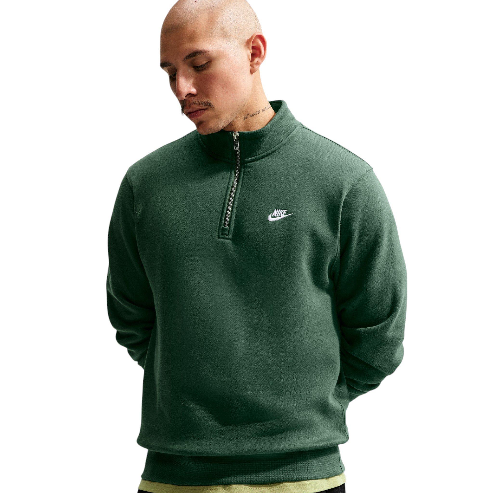 Nike Men's Sportswear Club 1/2-Zip Fleece Top - Green - GREEN