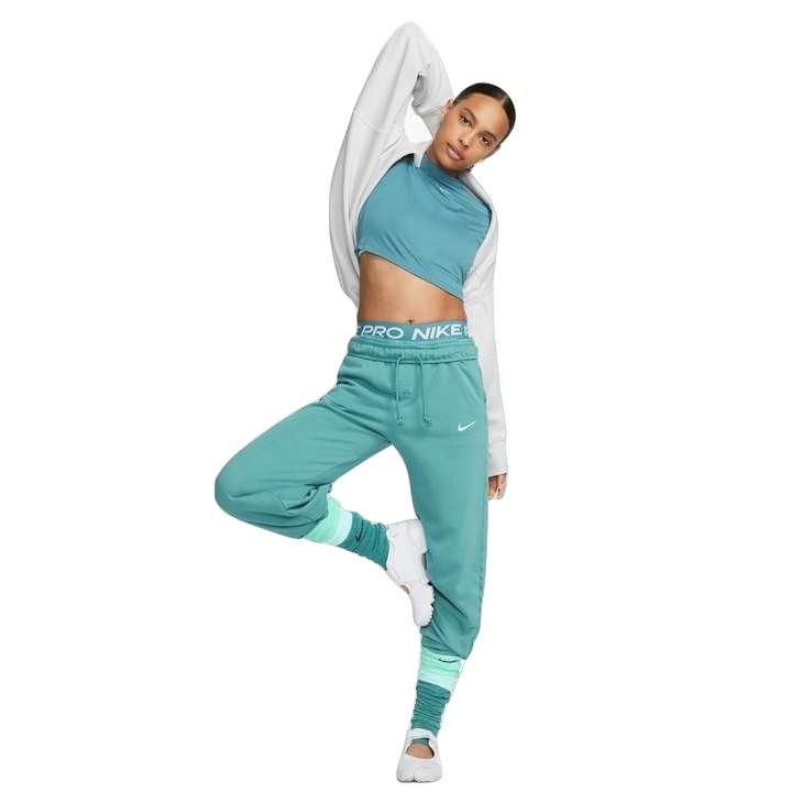 Nike Women's Everyday Women's High-Waisted Wide-Leg French Terry Pants - GREEN Thumbnail View 7