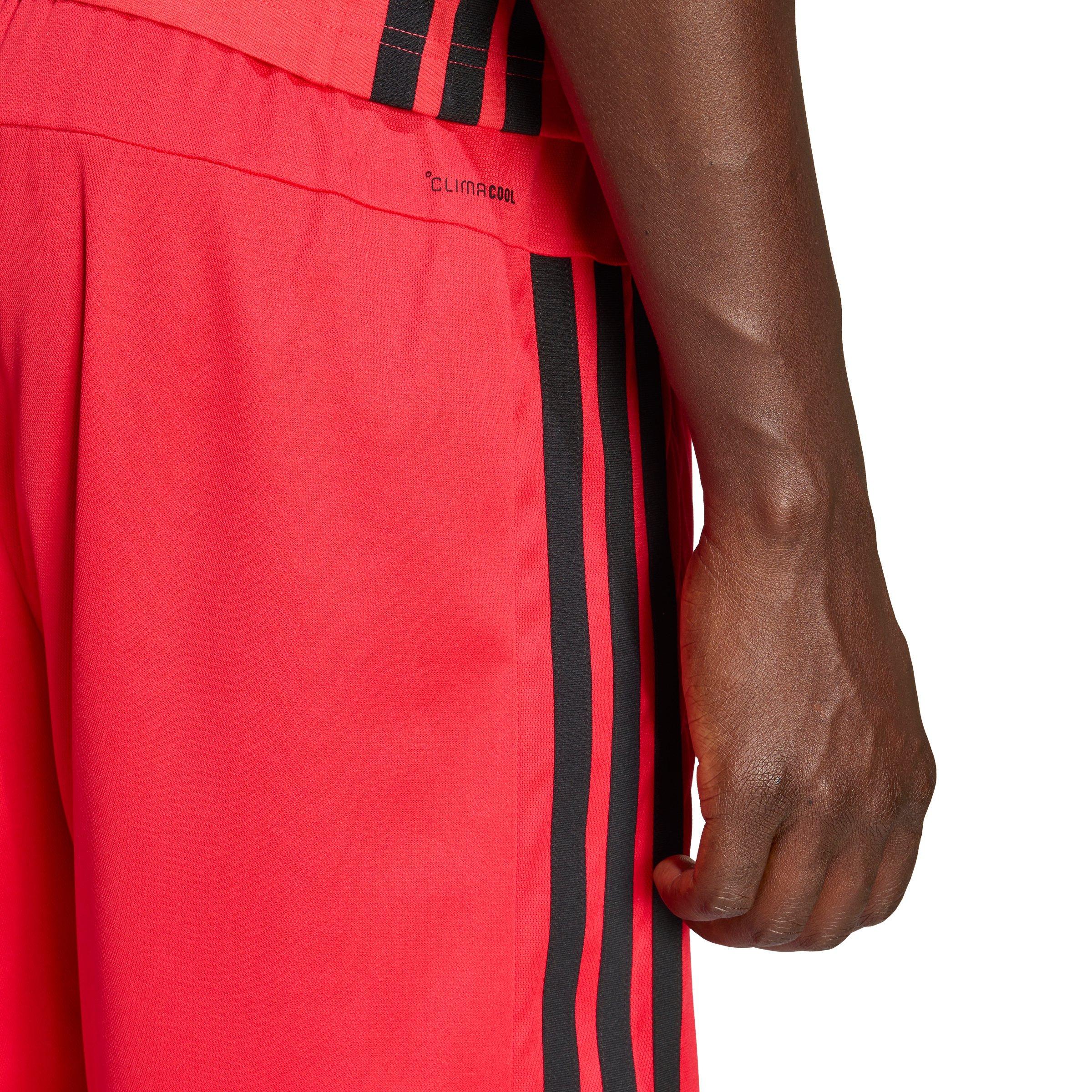 adidas Men's Workout Essentials Base 3-Stripes Pique 9" Shorts - Red/Black - RED/BLACK Thumbnail View 3