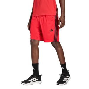 adidas Men's Workout Essentials Base 3-Stripes Pique 9" Shorts - Red/Black