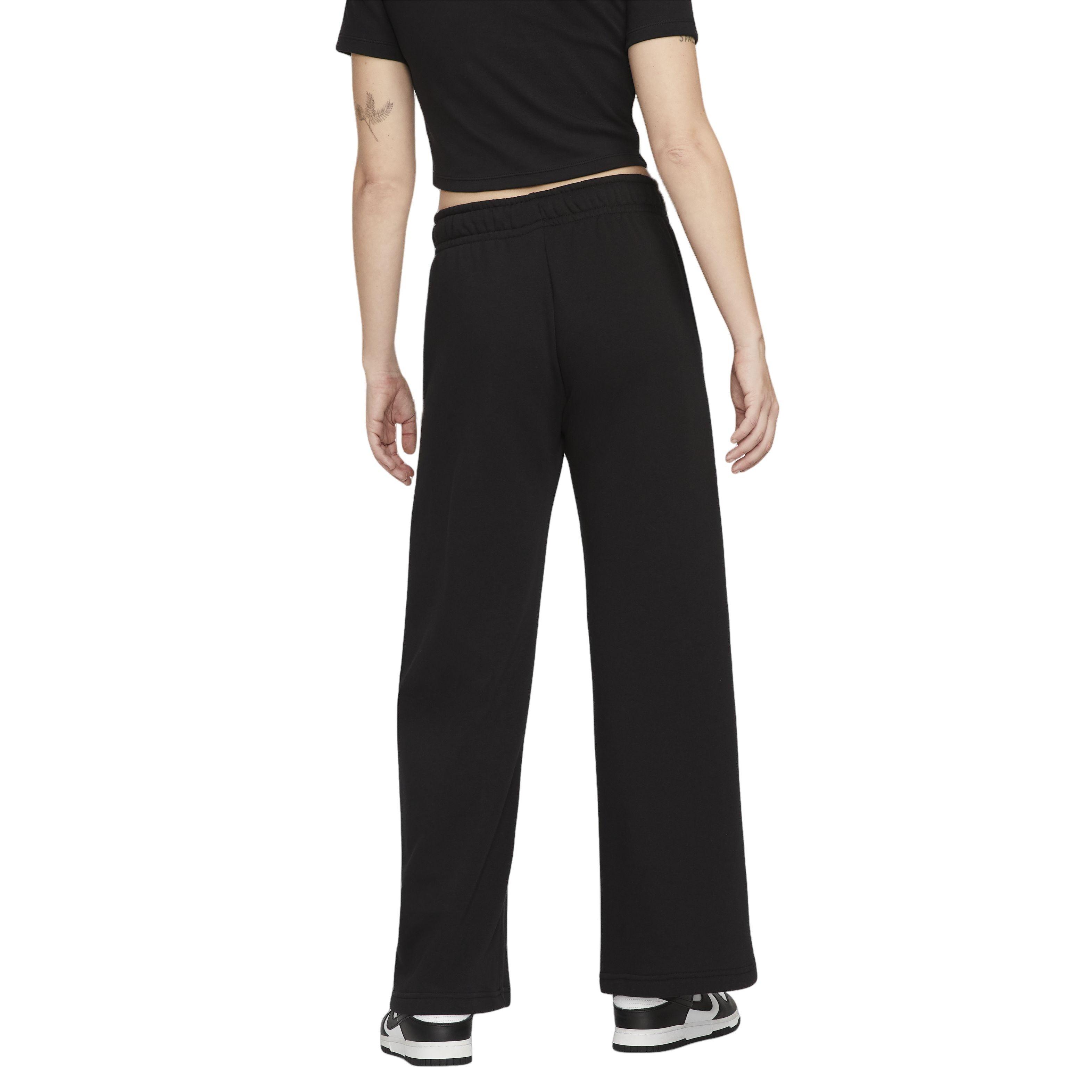 Nike Women's Club Fleece Wide-Leg Mid-Rise Sweatpant - BLACK Thumbnail View 2