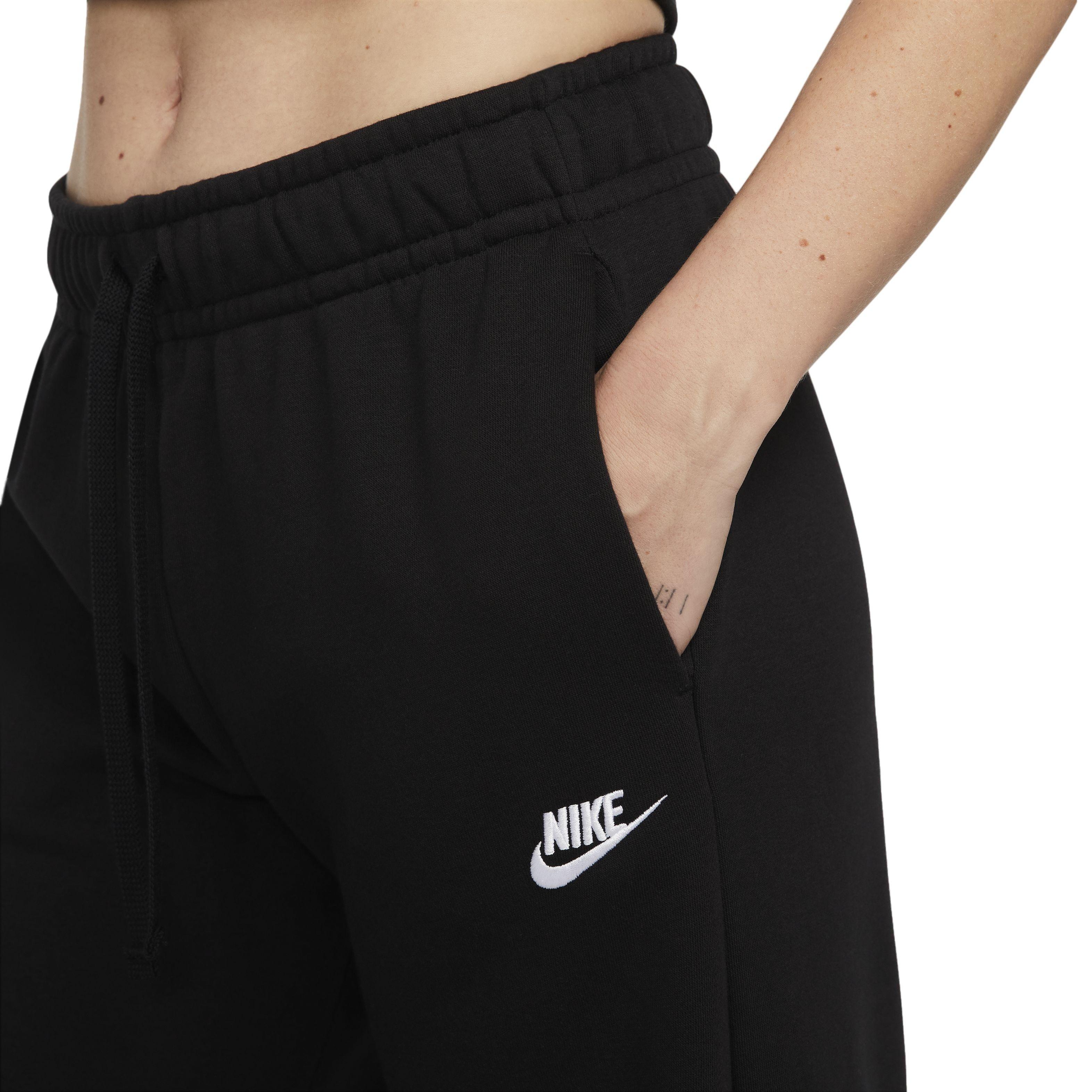 Nike Women's Club Fleece Wide-Leg Mid-Rise Sweatpant - BLACK Thumbnail View 3