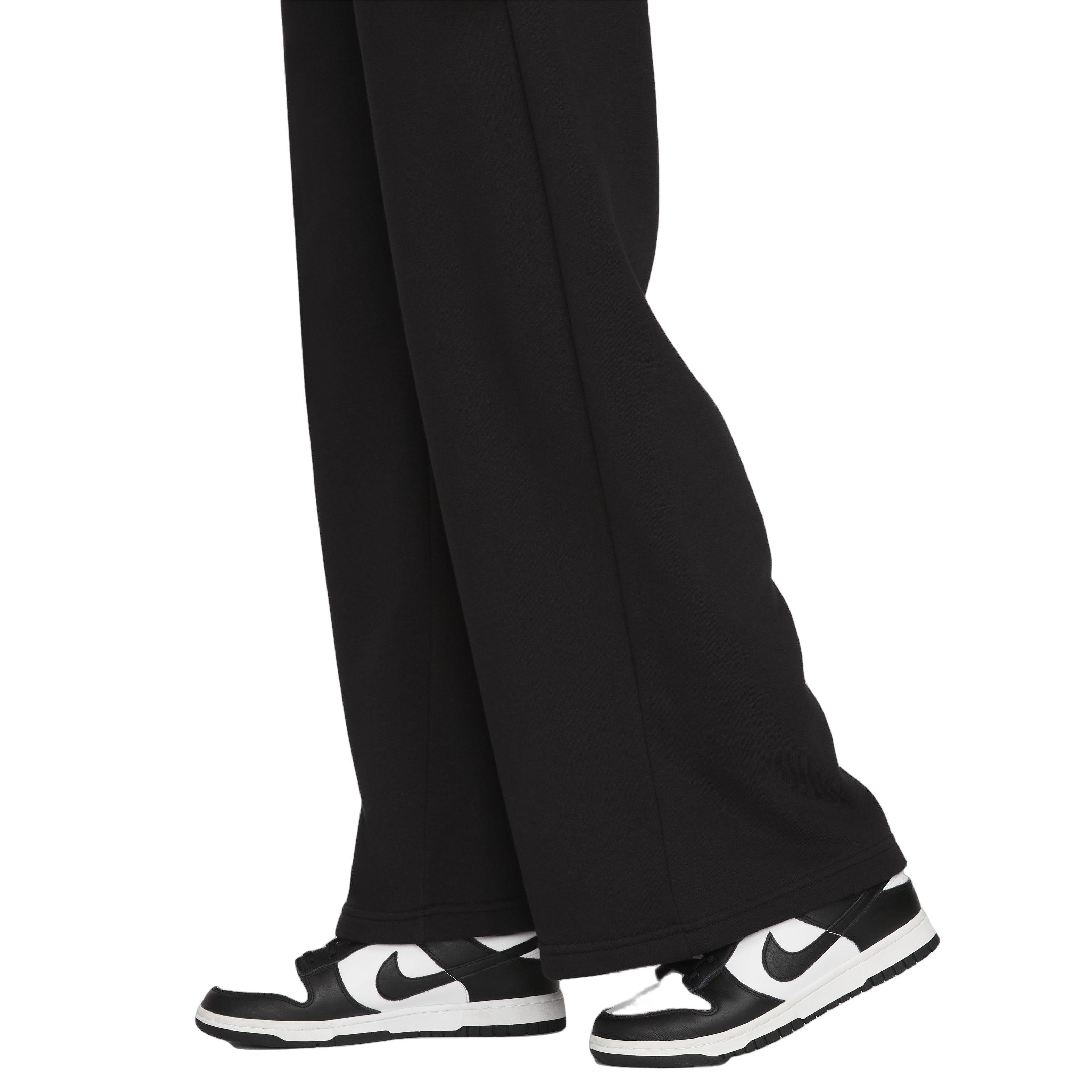 Nike Women's Club Fleece Wide-Leg Mid-Rise Sweatpant - BLACK Thumbnail View 4