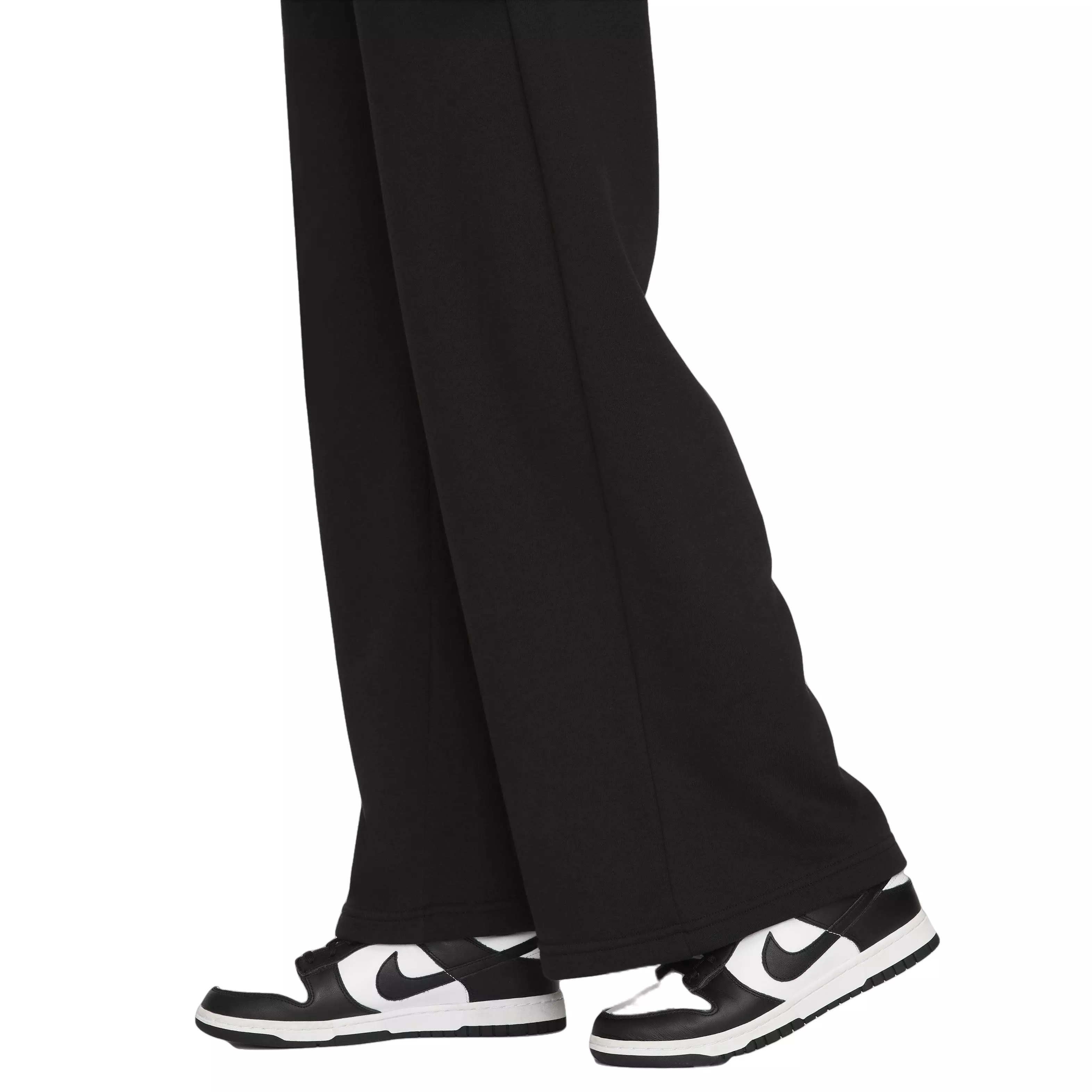 Nike Women's Club Fleece Wide-Leg Mid-Rise Sweatpant - BLACK
