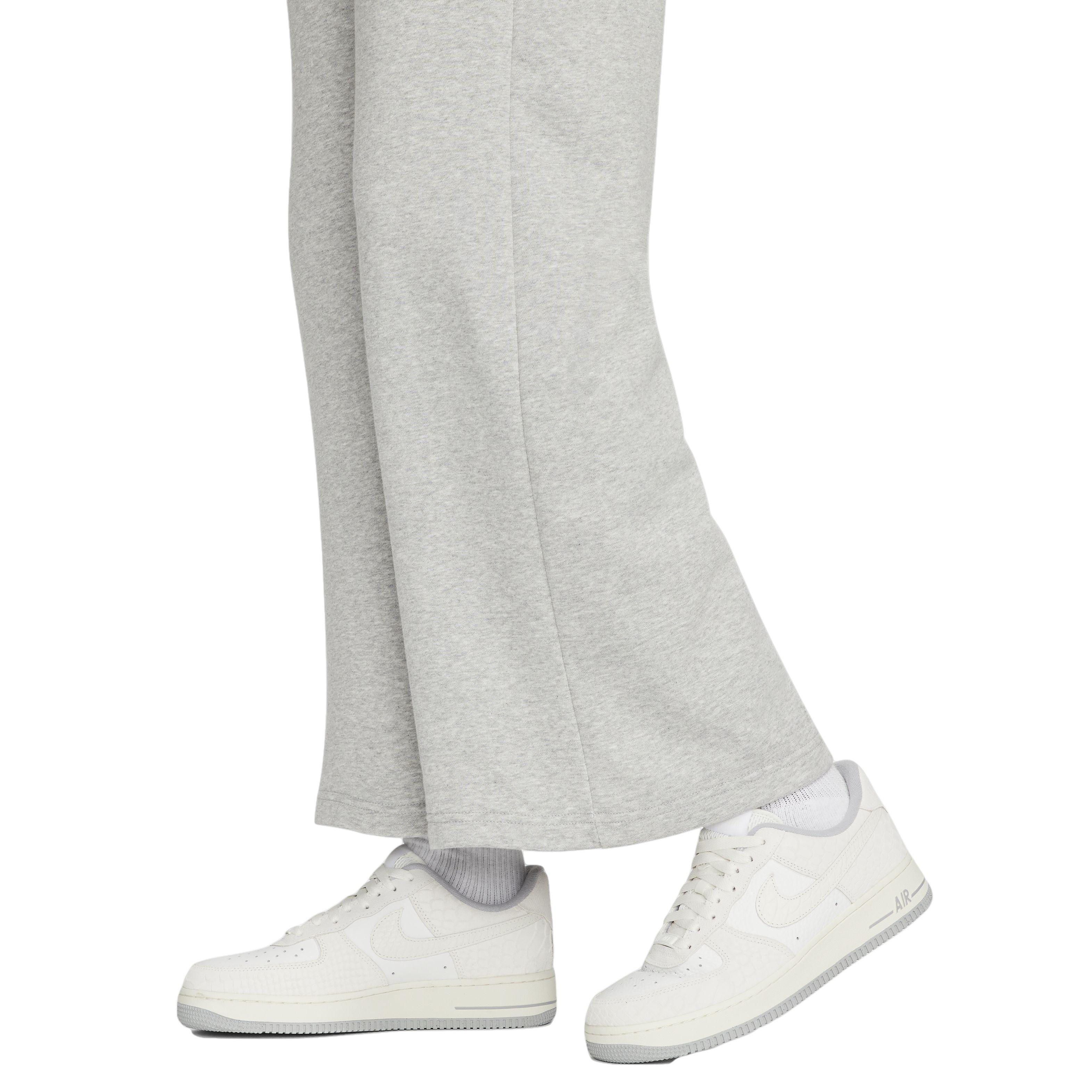 Nike Women's Club Fleece Wide-Leg Mid-Rise Sweatpant - GREY Thumbnail View 4