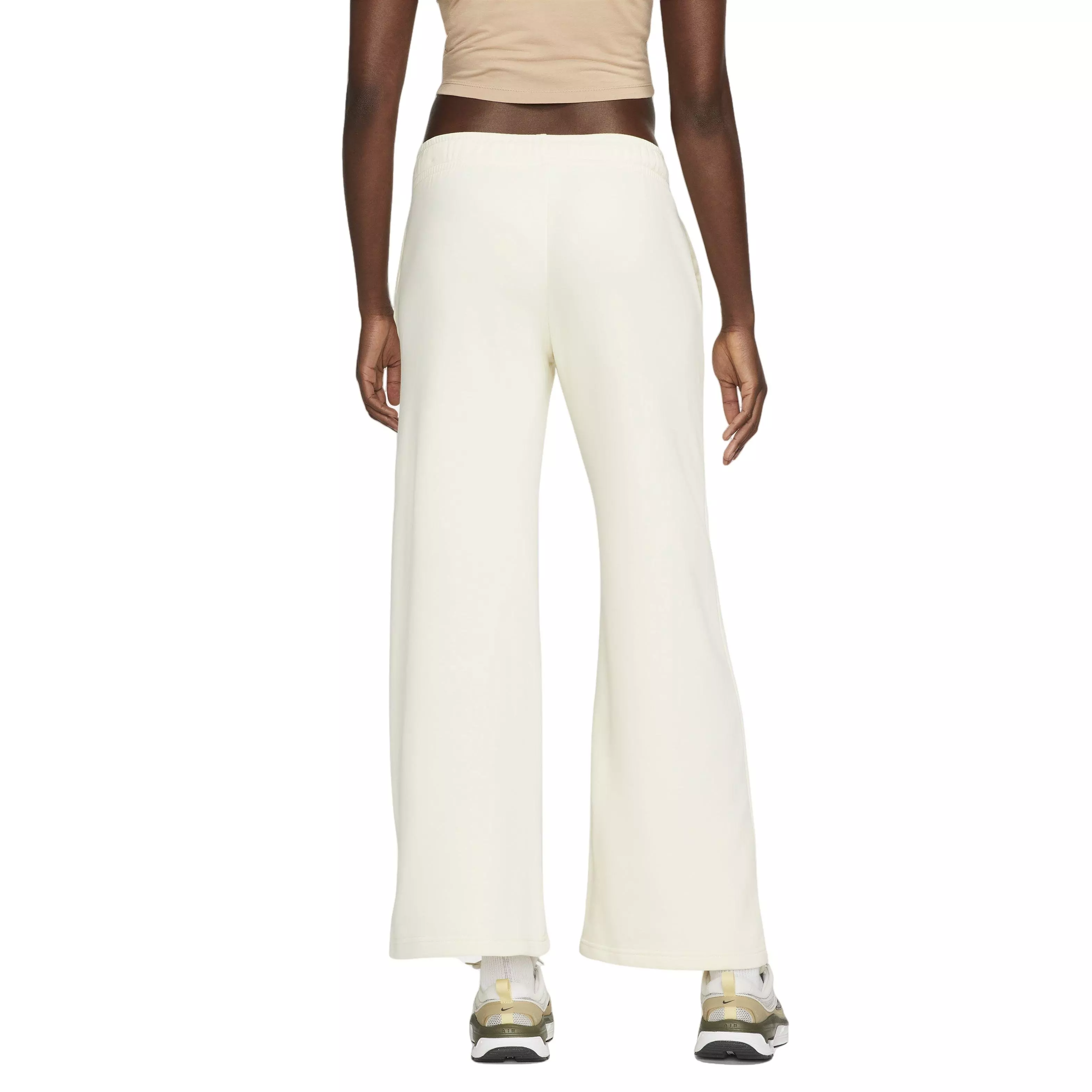 Nike Women's Club Fleece Wide-Leg Mid-Rise Sweatpant - WHITE