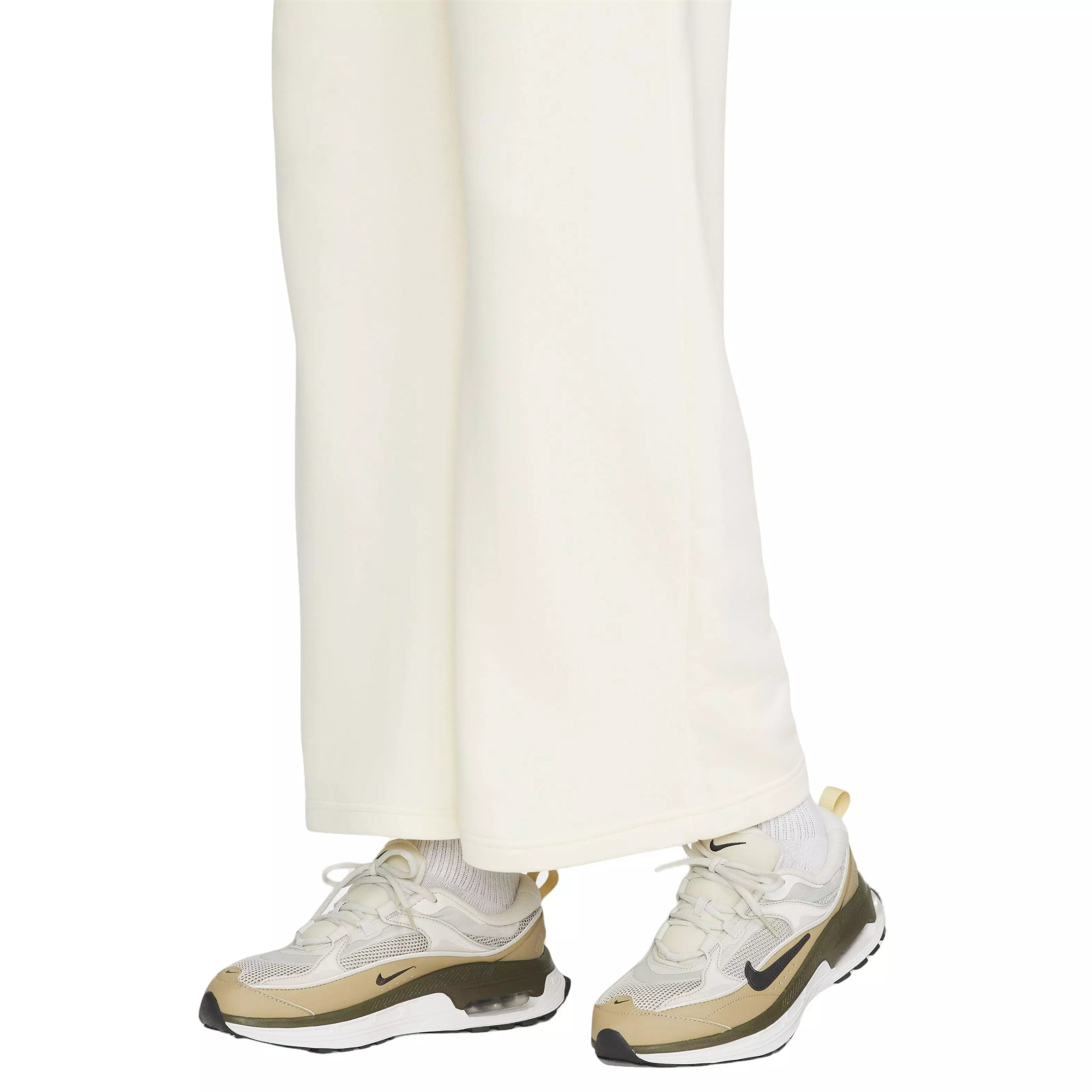 Nike Women's Club Fleece Wide-Leg Mid-Rise Sweatpant - WHITE