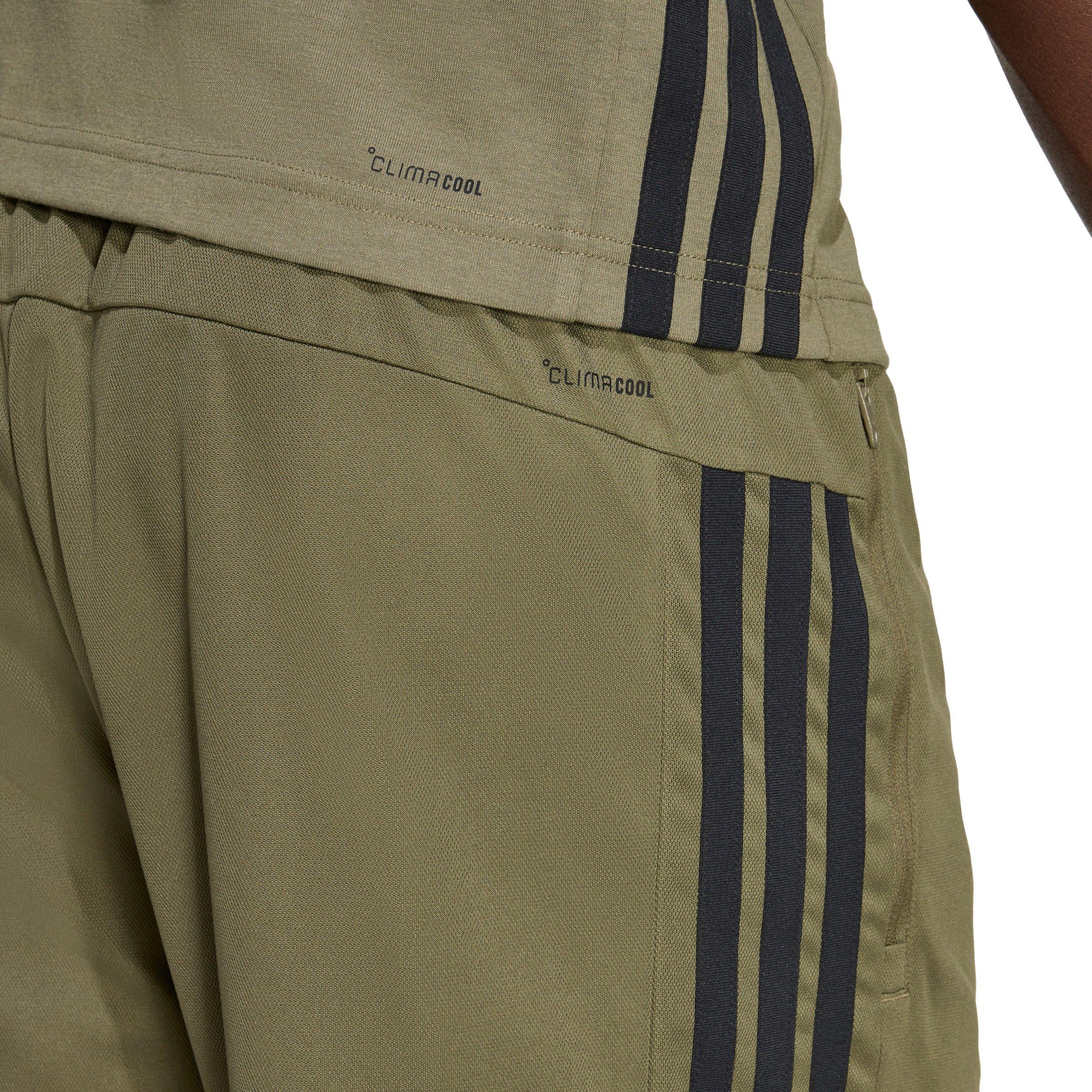 adidas Men's Workout Essentials Base 3-Stripes Pique 9" Shorts - Olive/Black - OLIVE/BLACK Thumbnail View 3