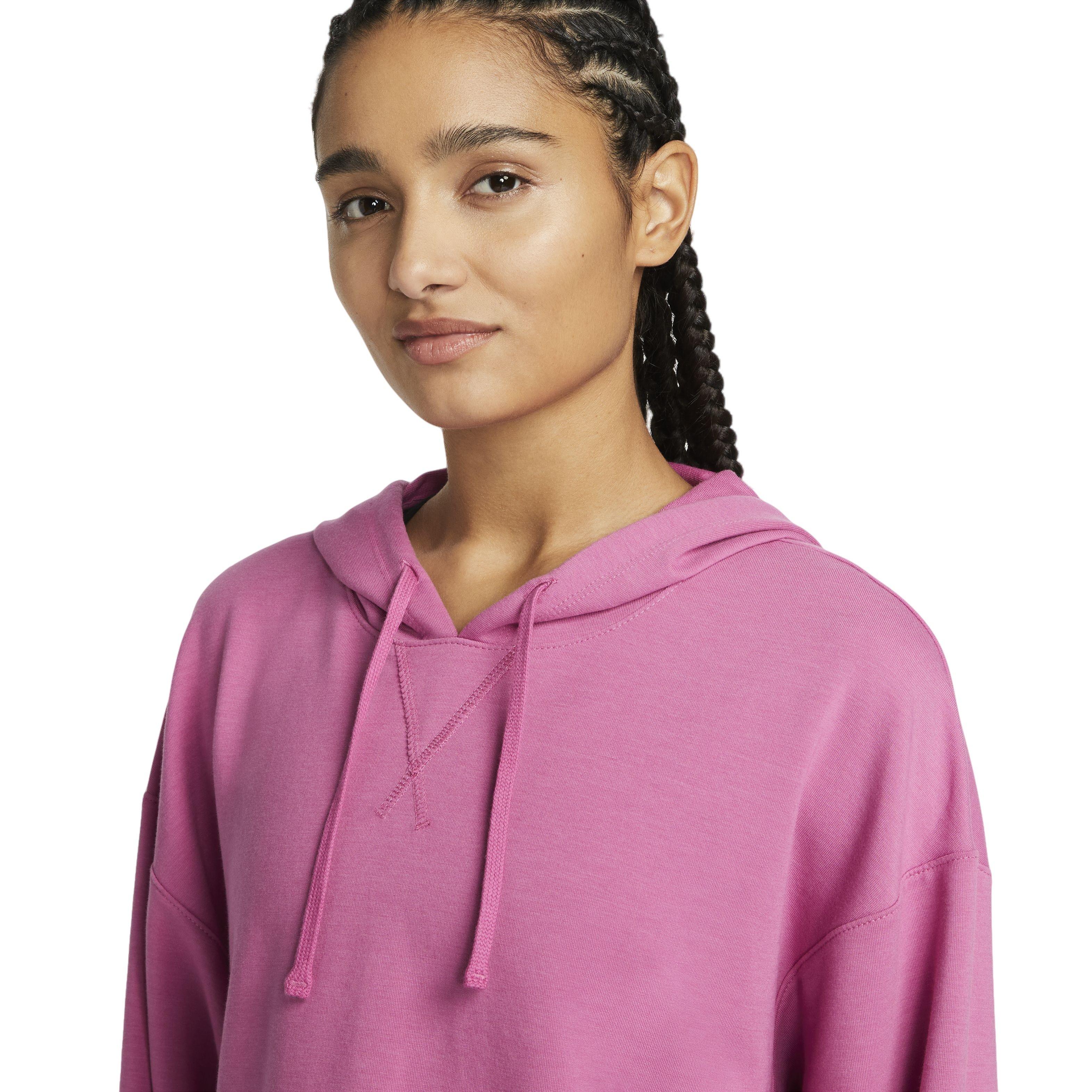 Nike Women's Dri-FIT Fleece Cardi Hoodie-Pink - PINK Thumbnail View 3