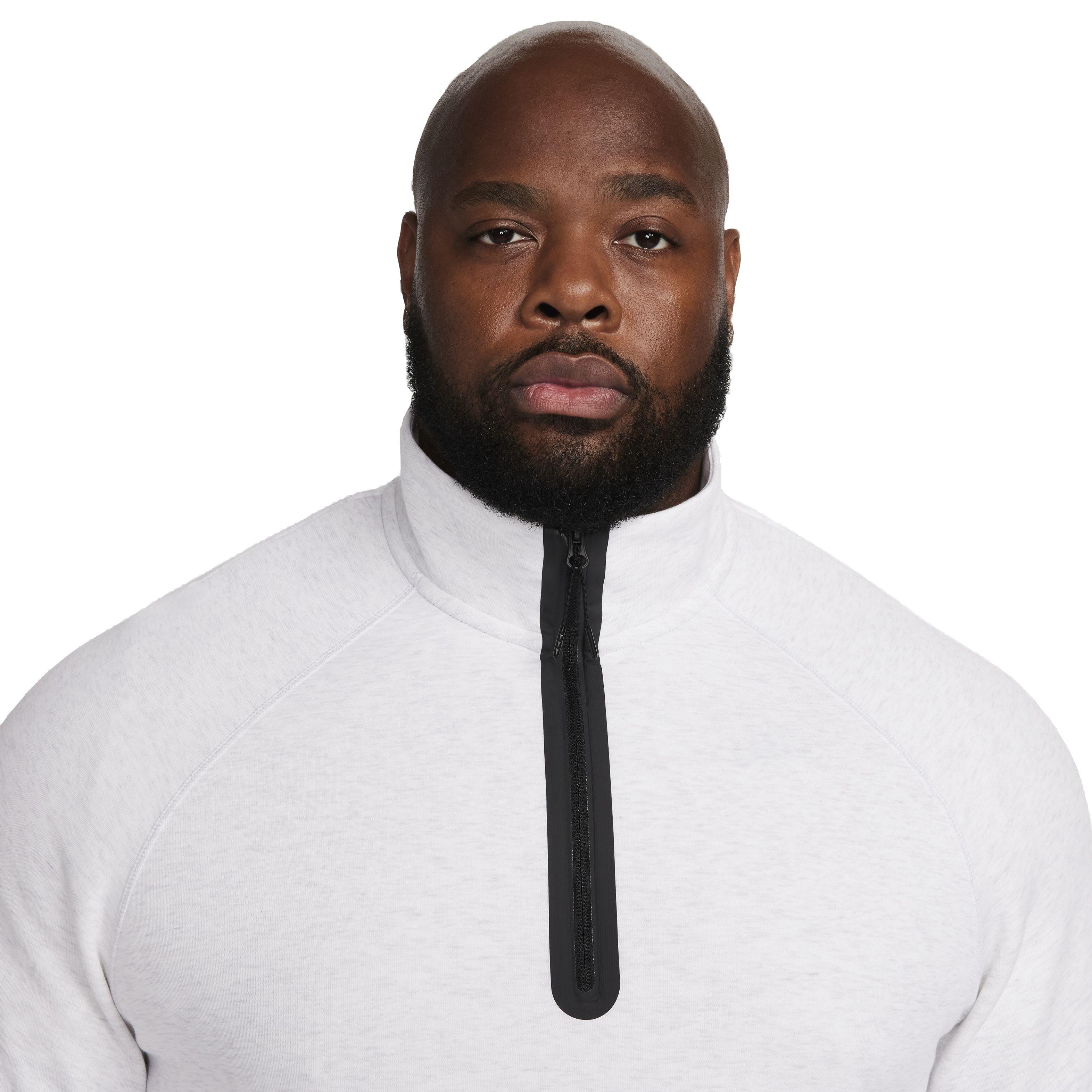 Nike Men's Sportswear Tech Fleece 1/2 Zip Sweatshirt - White - WHITE Thumbnail View 3
