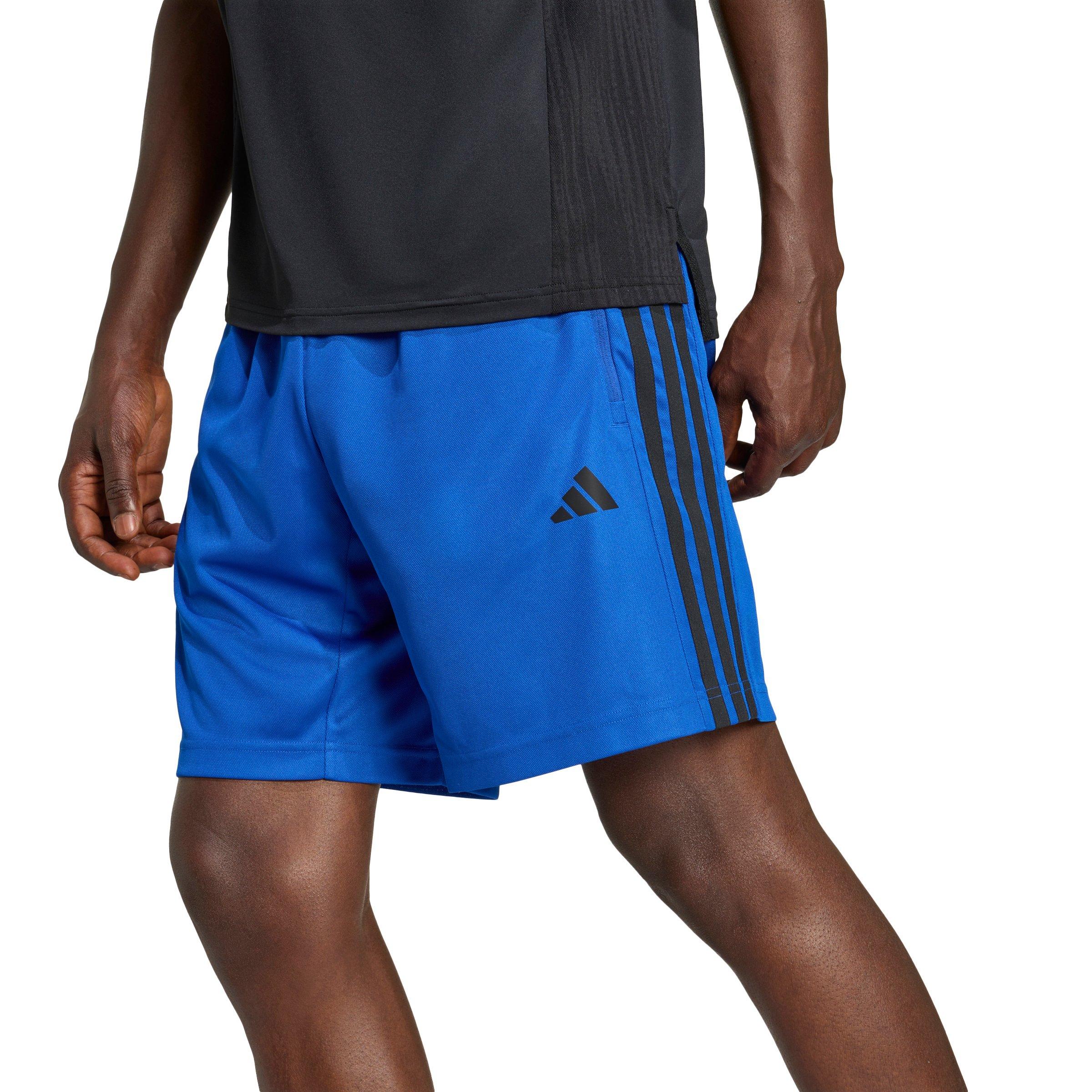 adidas Men's Workout Essentials Base 3-Stripes Pique 9" Shorts - Royal/Black - ROYAL/BLACK Thumbnail View 4