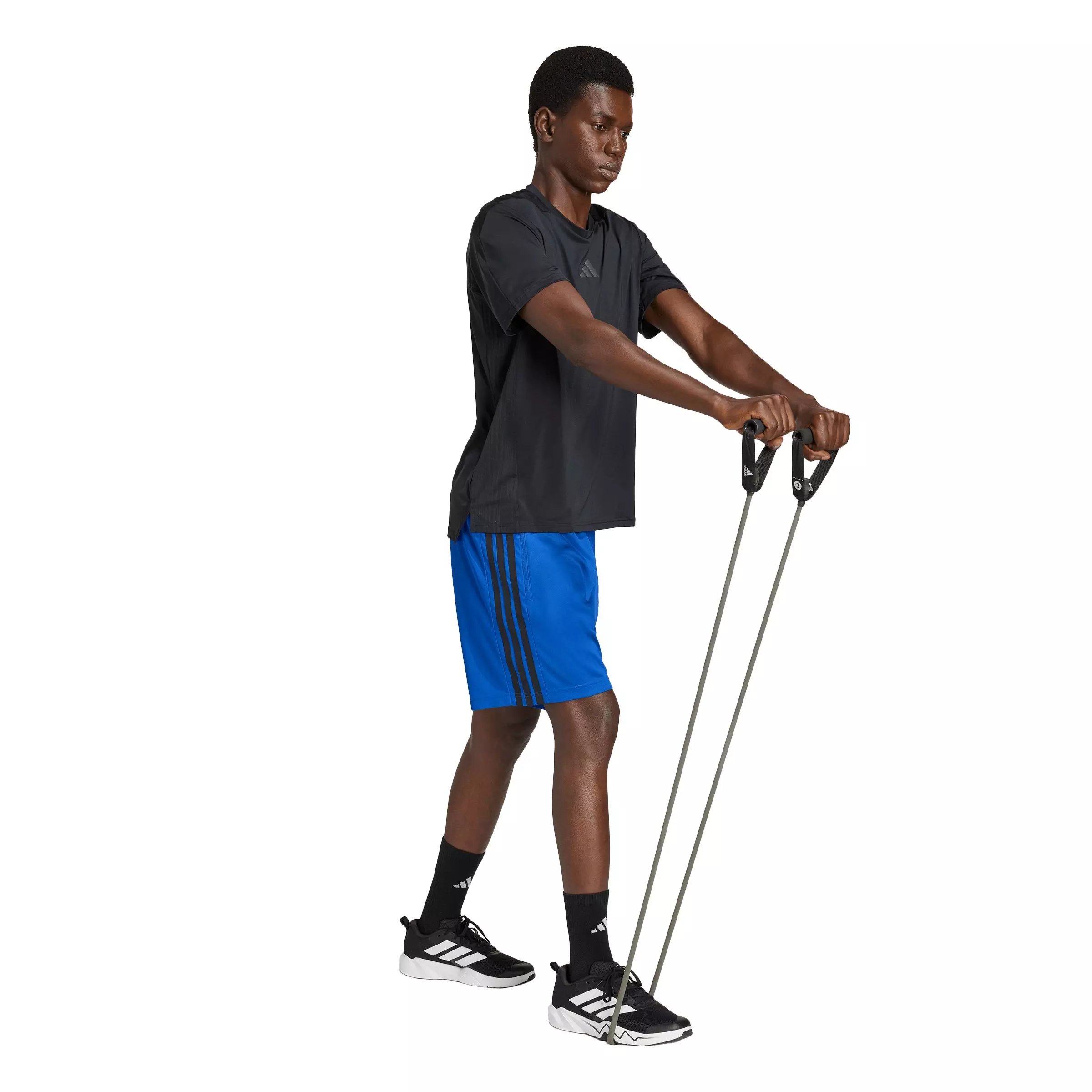 adidas Men's Workout Essentials Base 3-Stripes Pique 9" Shorts - Royal/Black - ROYAL/BLACK