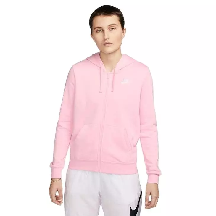 Nike​ Women's Sportswear Club Fleece Full-Zip Hoodie-​Pink - Hibbett