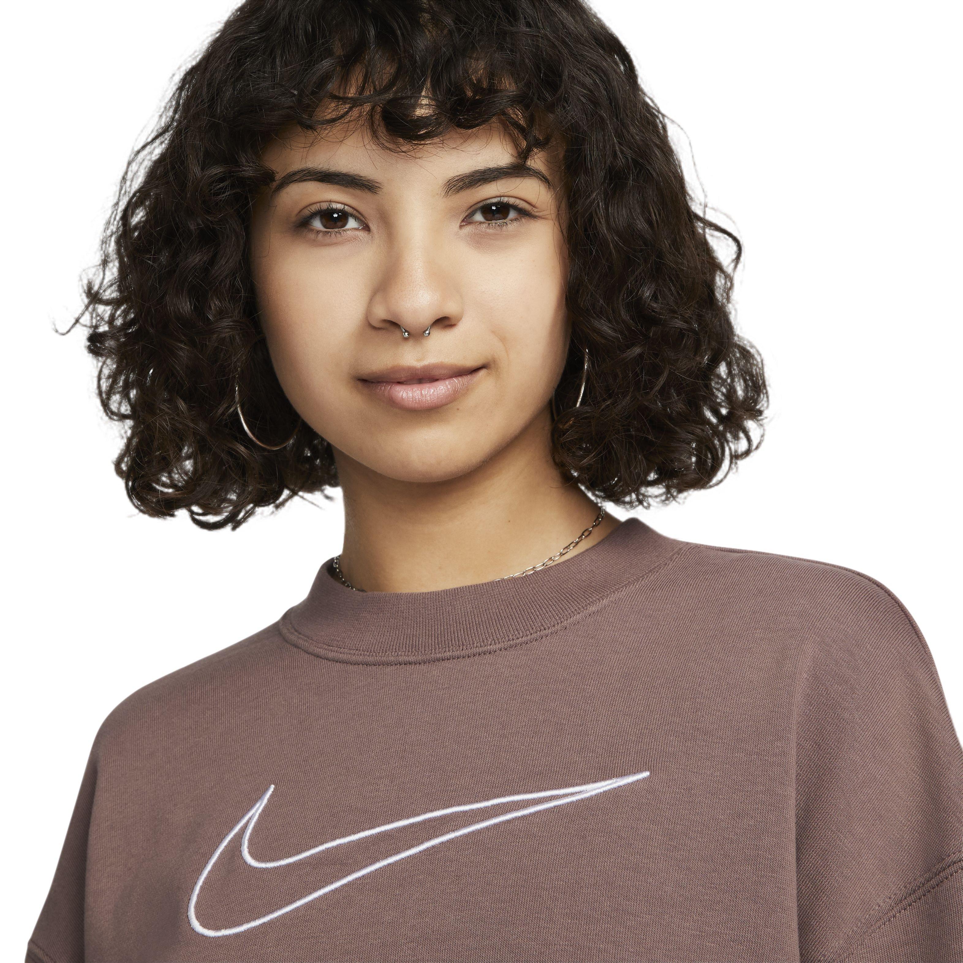 Nike Women's Dri-FIT Essentials Graphix Crew Sweatshirt - BROWN Thumbnail View 3