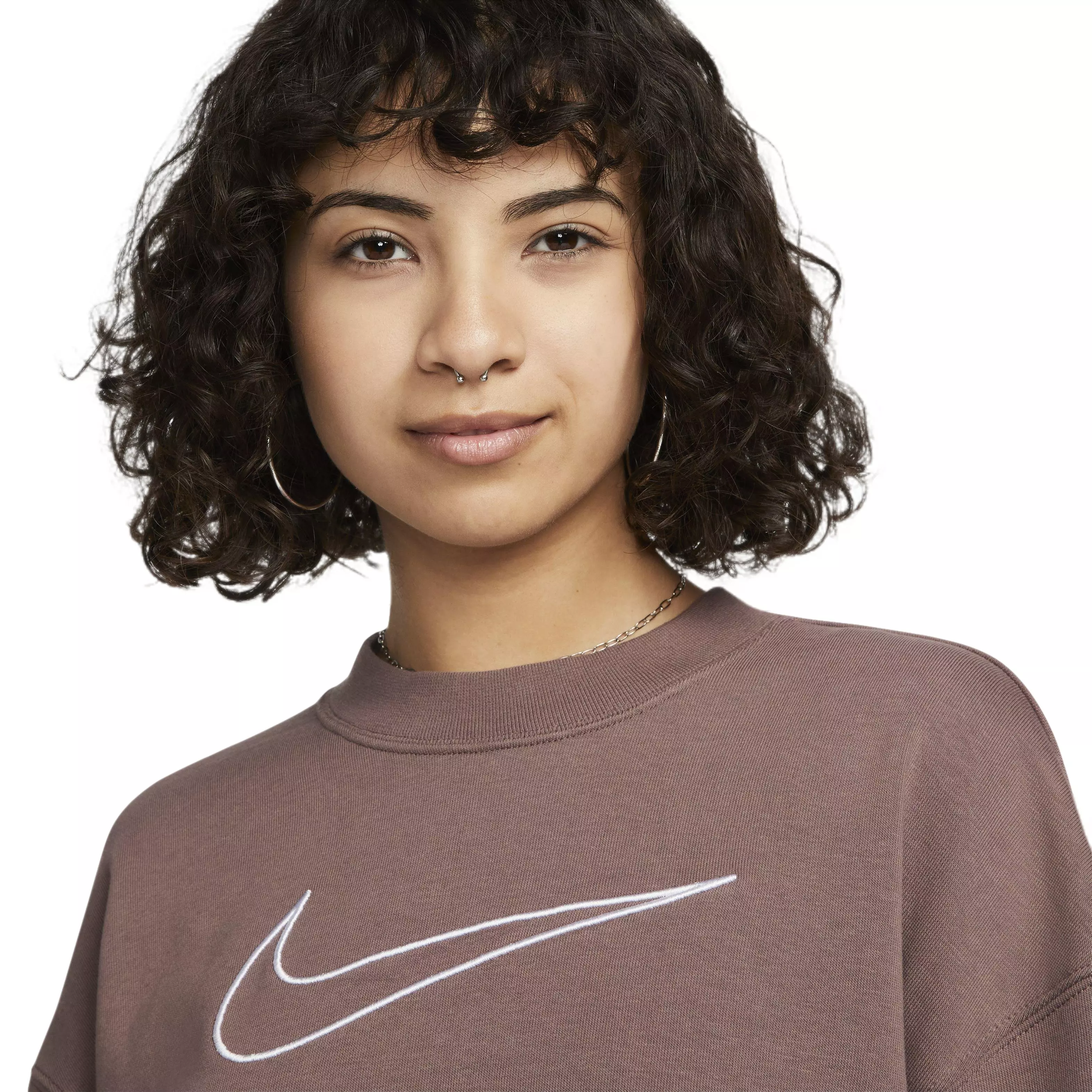 Nike Women's Dri-FIT Essentials Graphix Crew Sweatshirt - BROWN