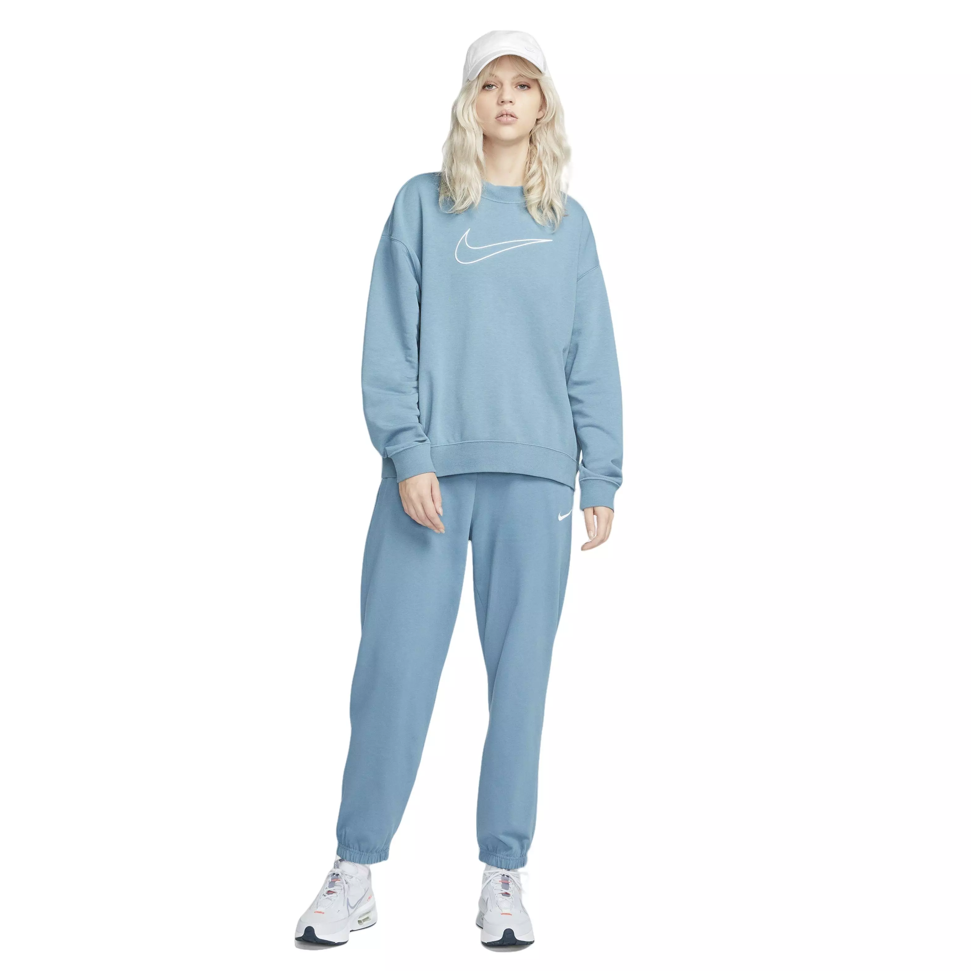 Nike Women's Dri-FIT Essentials Graphix Crew Sweatshirt - BLUE
