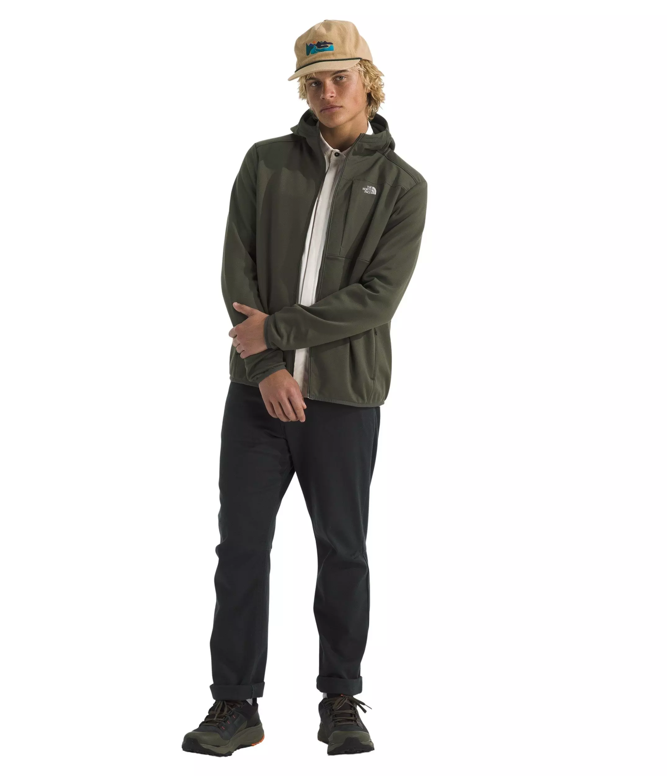 The North Face Men's Performance Fleece Full-Zip Hooded Jacket - Dark Green - DARK GREEN