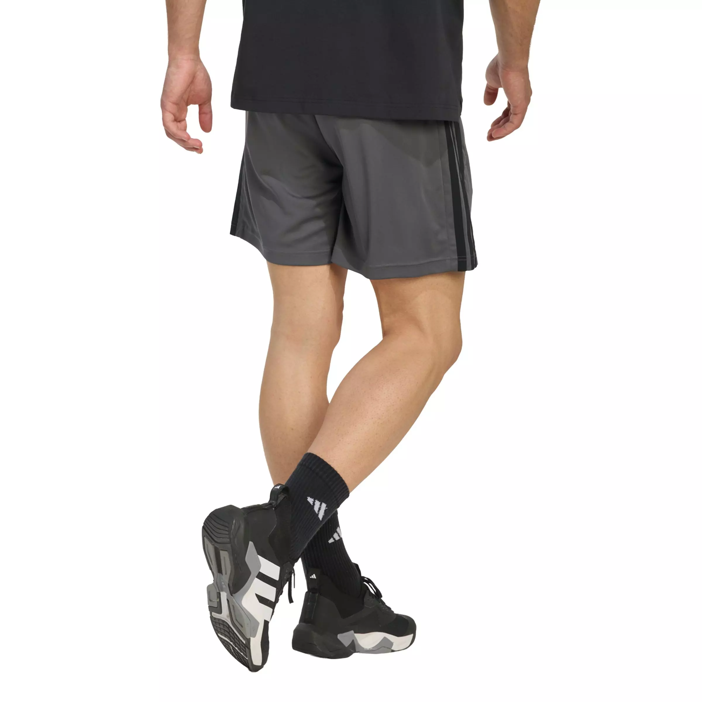 adidas Men's Workout Essentials Base 3-Stripes Pique 7" Shorts - Grey/Black - GREY/BLACK
