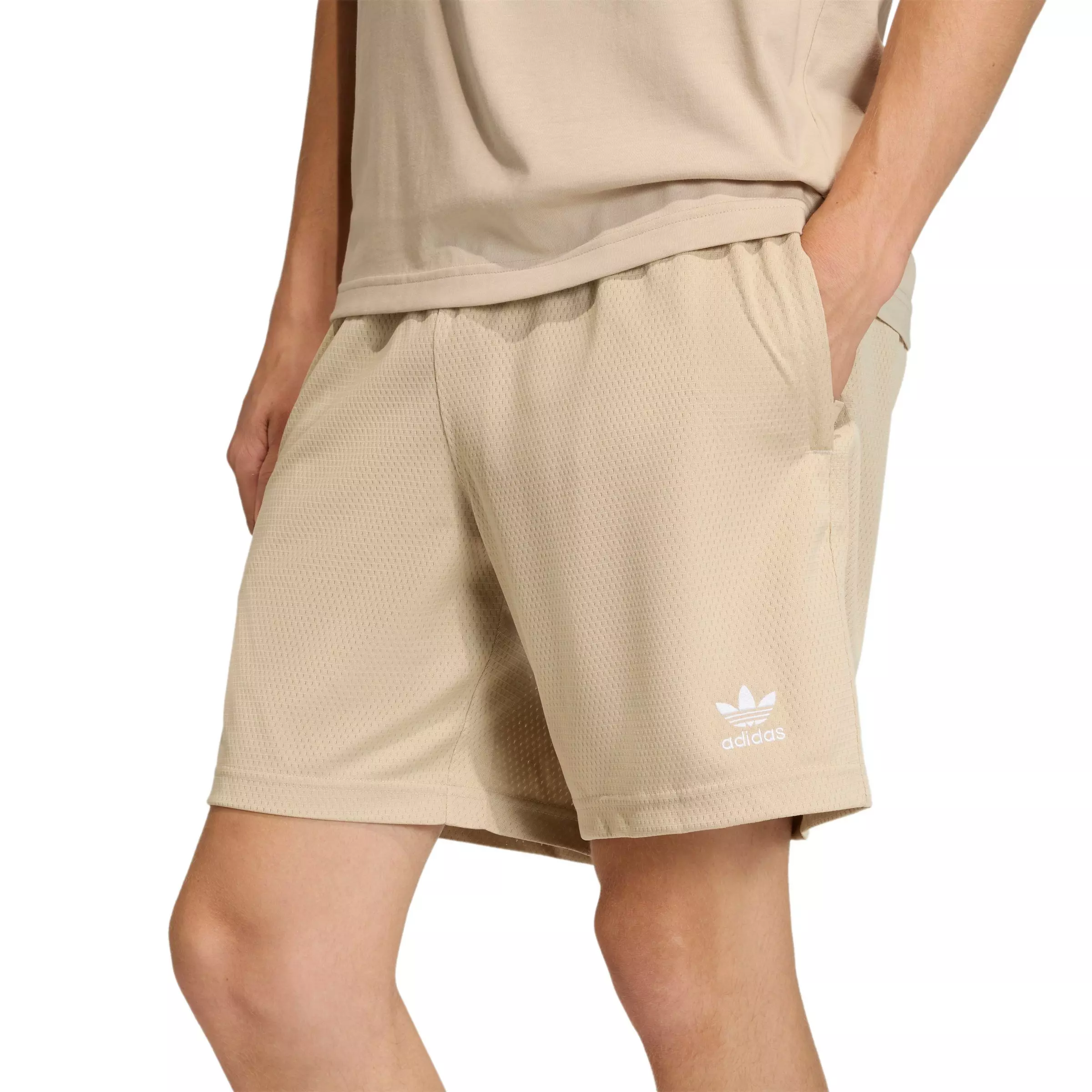 adidas Originals Men's Trefoil Essentials Mesh Shorts - Khaki - KHAKI
