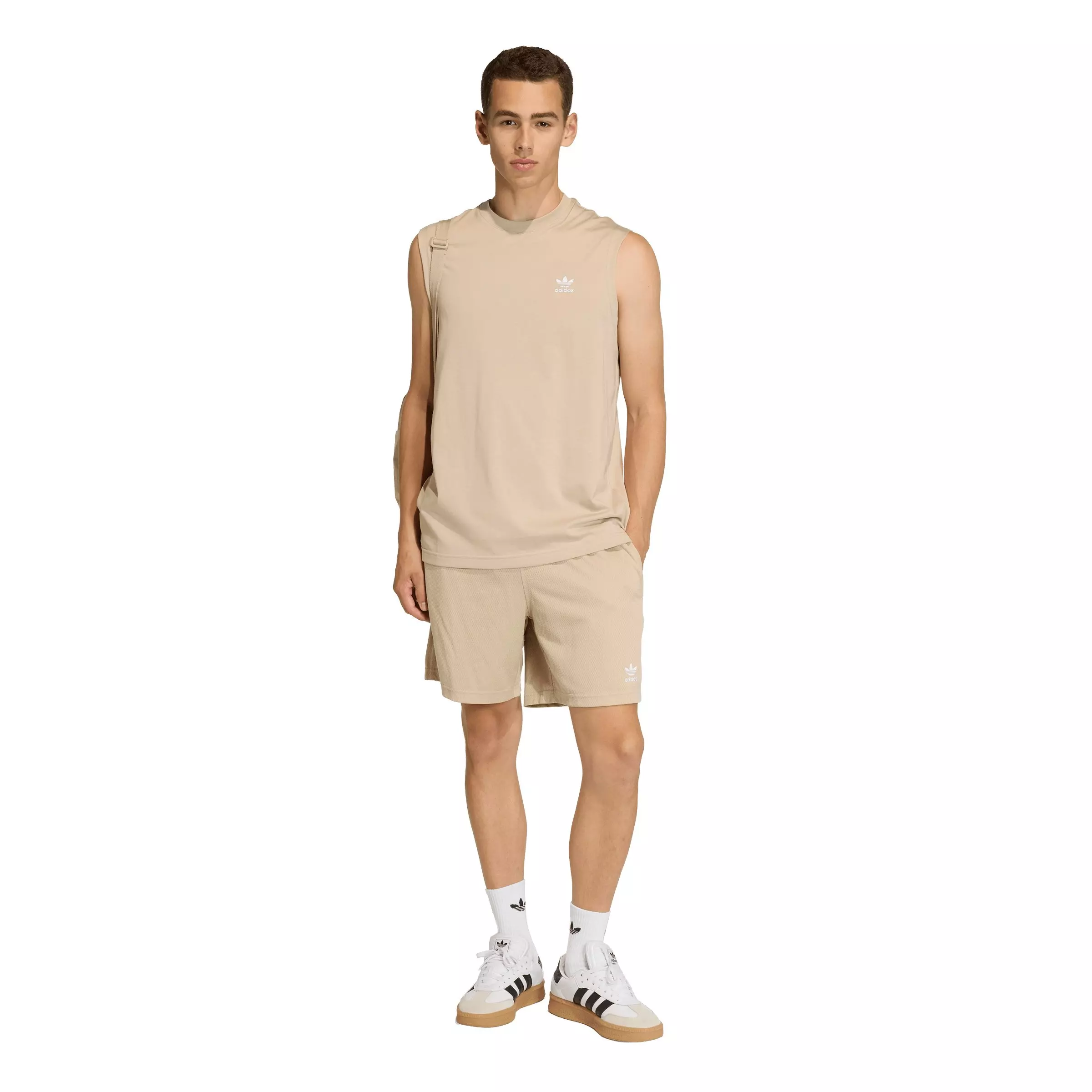 adidas Originals Men's Trefoil Essentials Mesh Shorts - Khaki - KHAKI