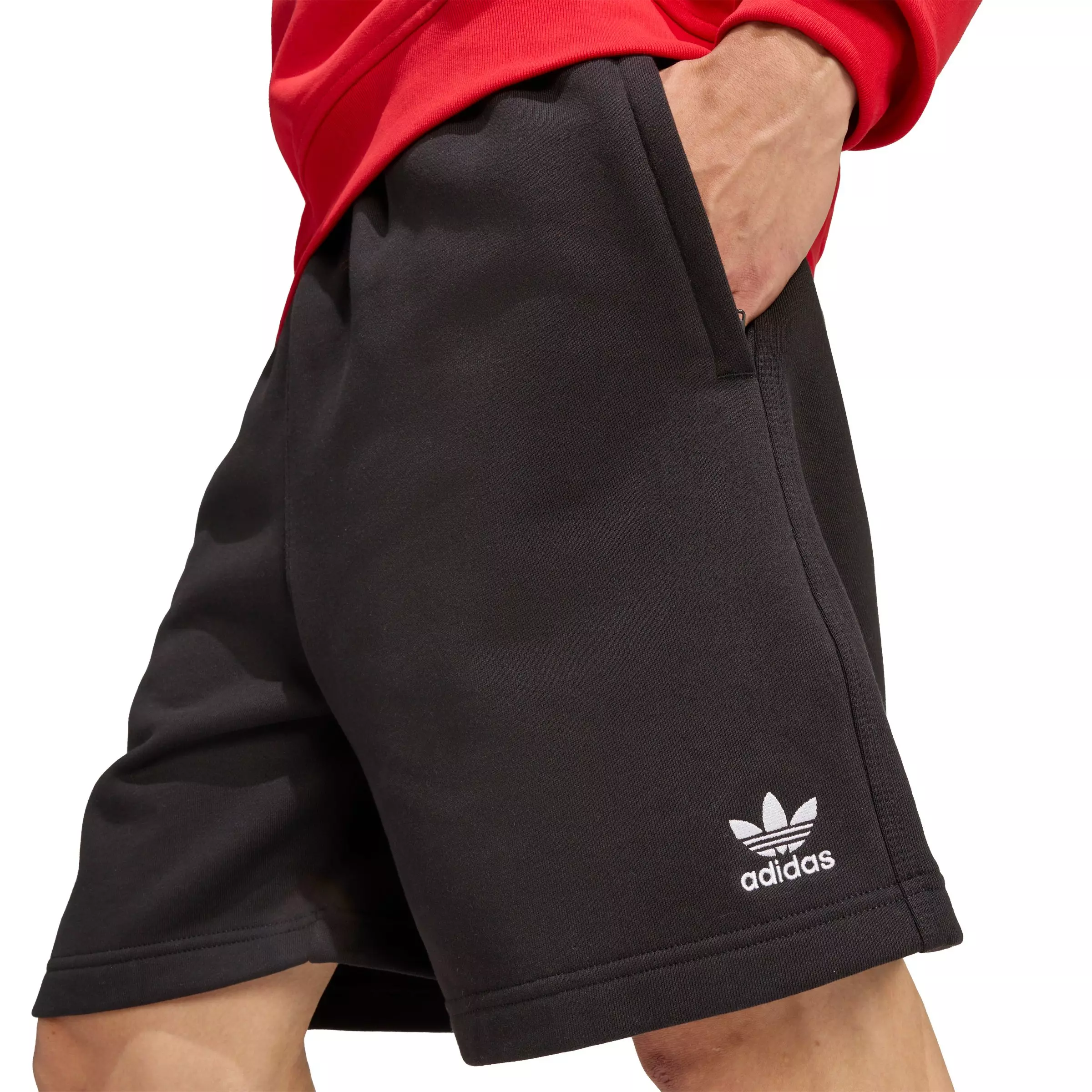 adidas Originals Men's Trefoil Essentials 7" Fleece Shorts - Black - BLACK