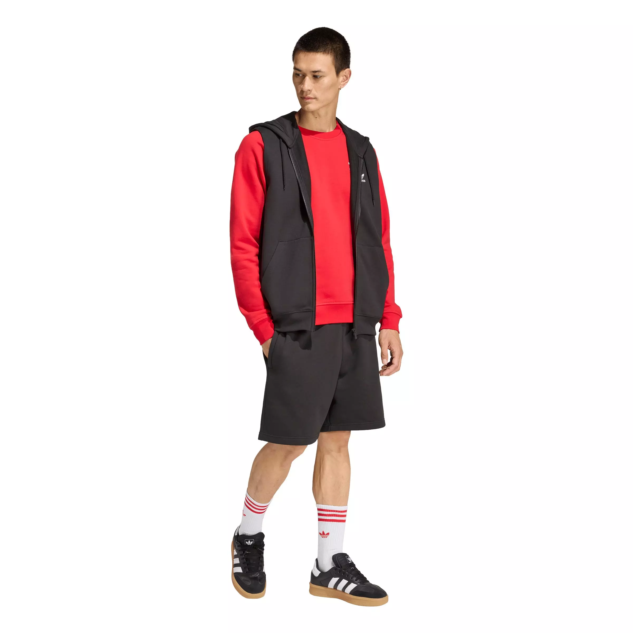 adidas Originals Men's Trefoil Essentials 7" Fleece Shorts - Black - BLACK