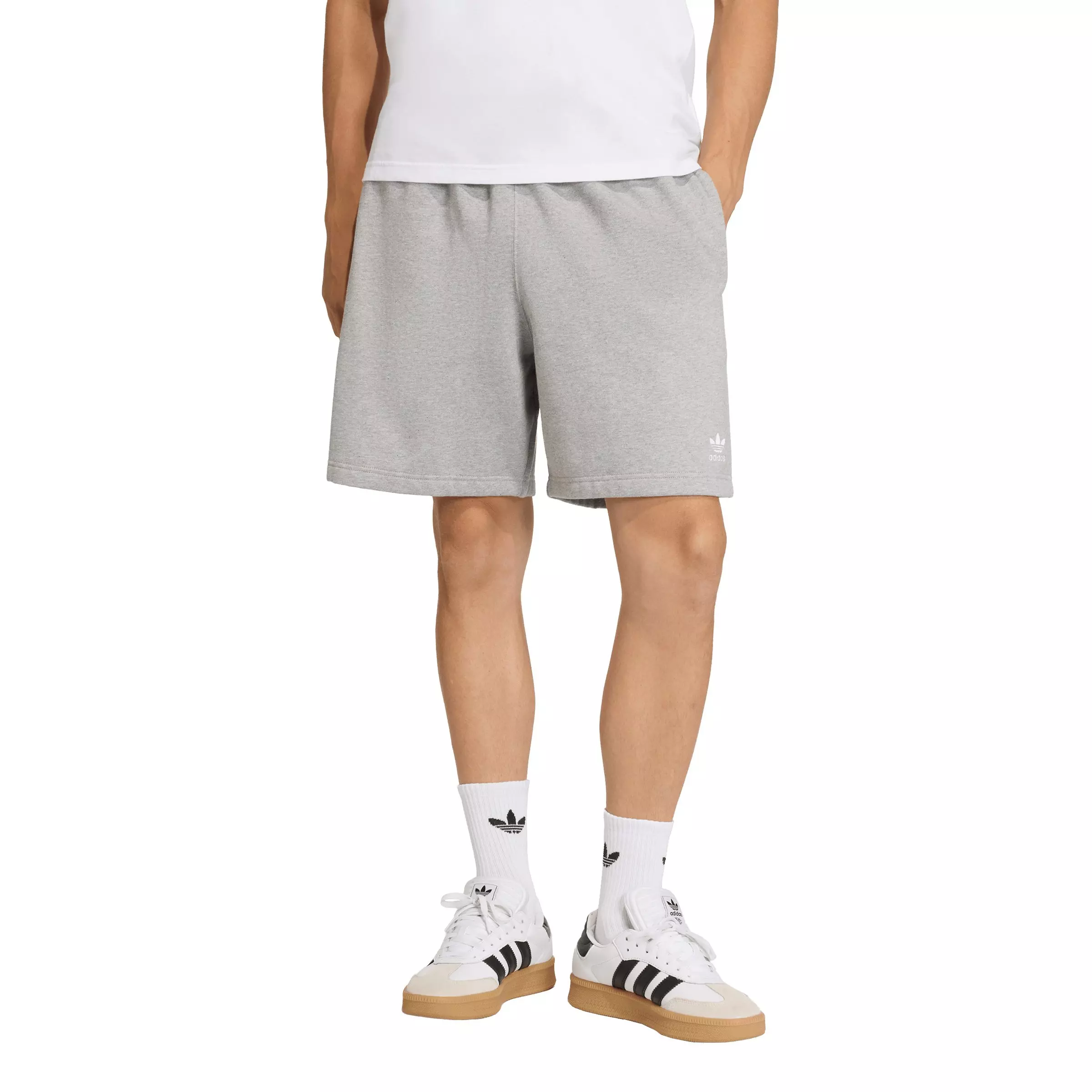 adidas Originals Men's Trefoil Essentials 7" Fleece Shorts - Grey - GREY