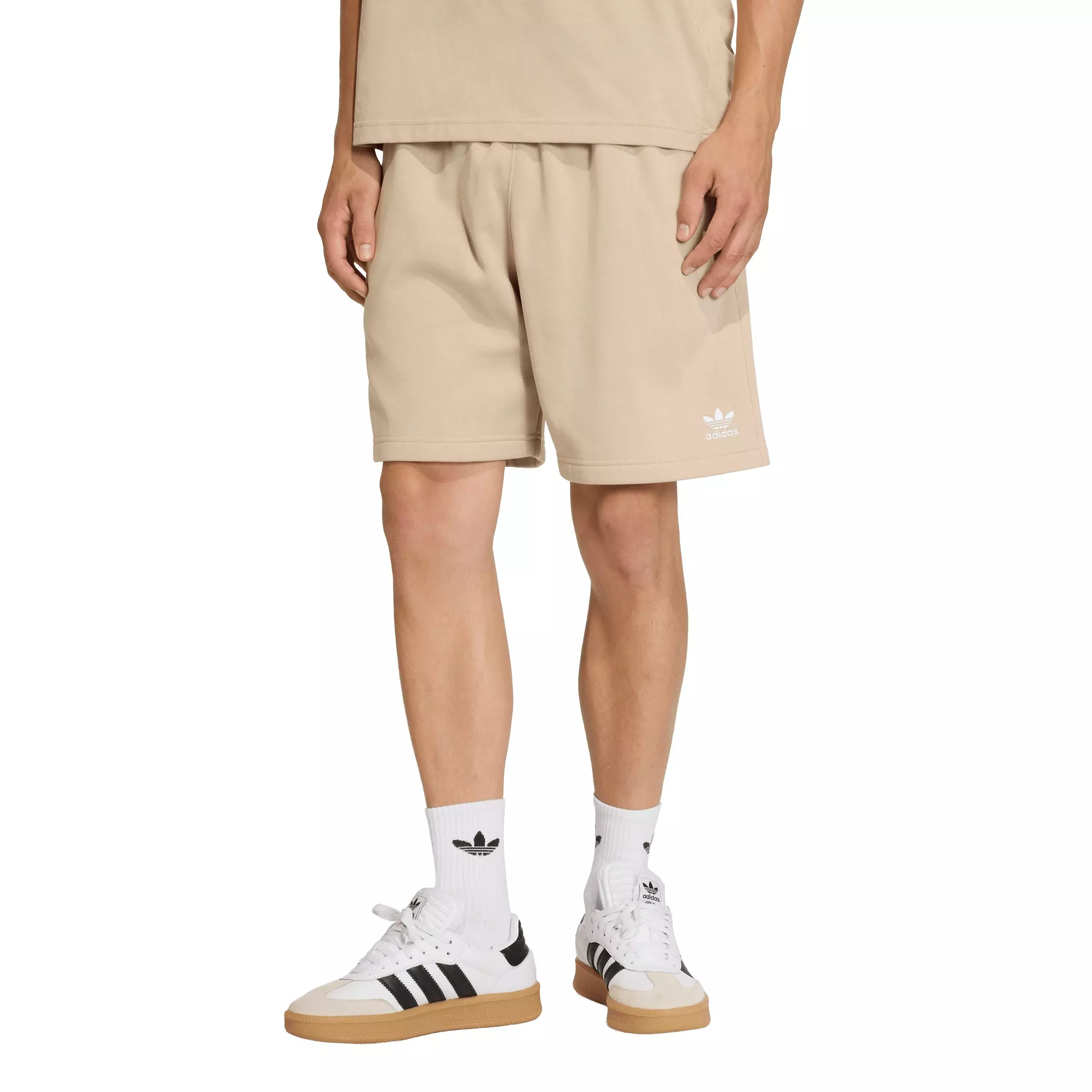 adidas Originals Men's Trefoil Essentials 7" Fleece Shorts - Khaki - KHAKI