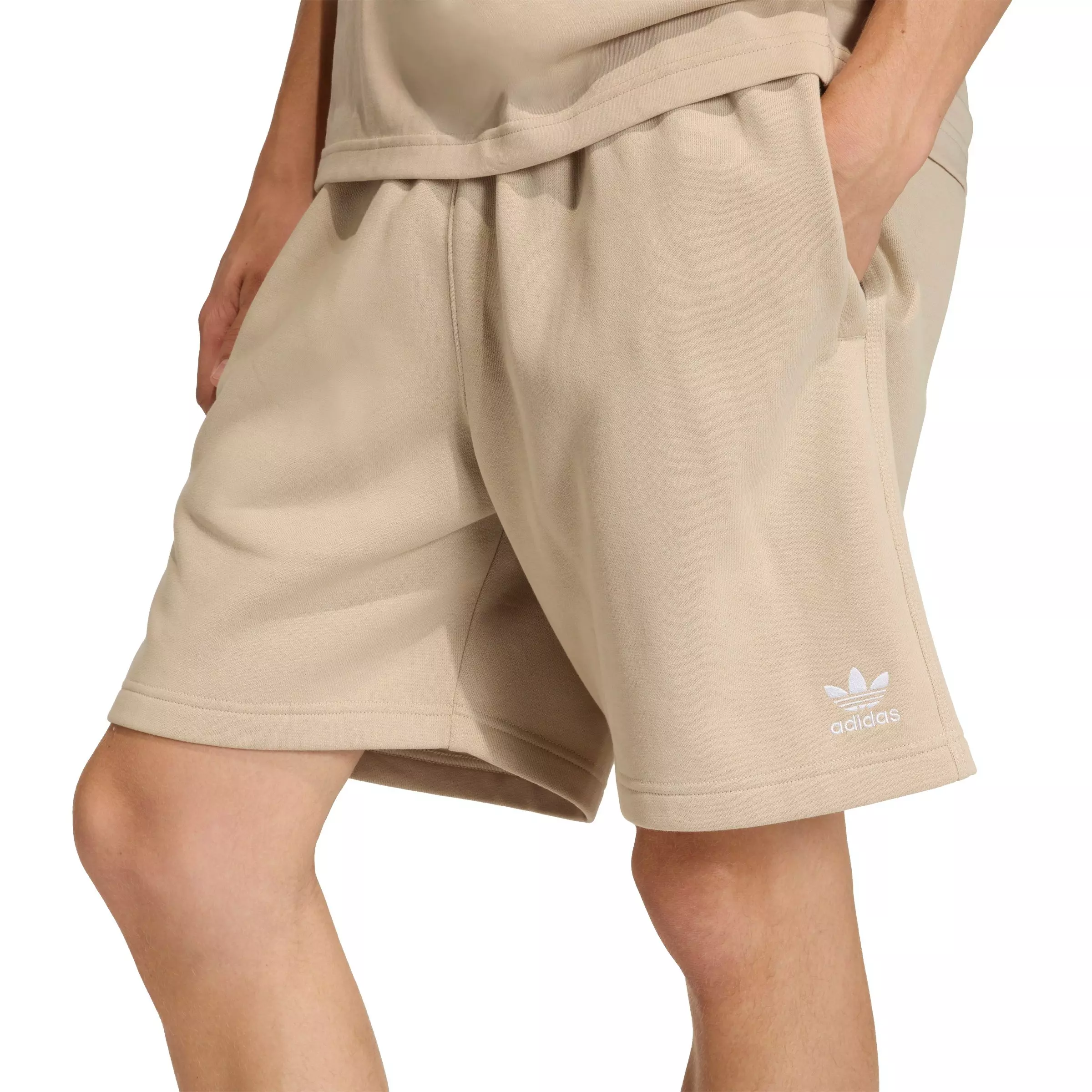 adidas Originals Men's Trefoil Essentials 7" Fleece Shorts - Khaki - KHAKI